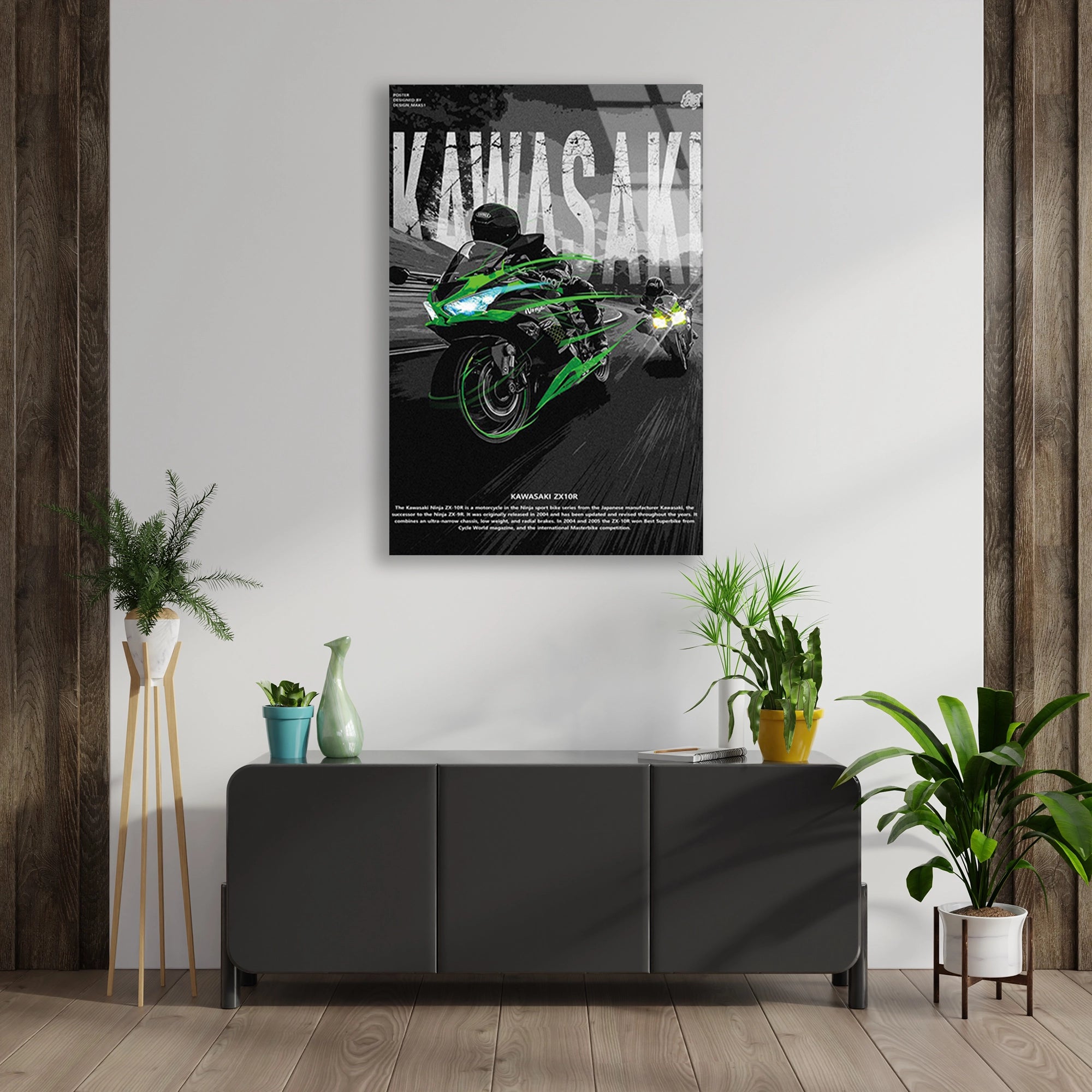 KAWASAKI NINJA YEŞİL POSTER - CAM TABLO - DEG0484