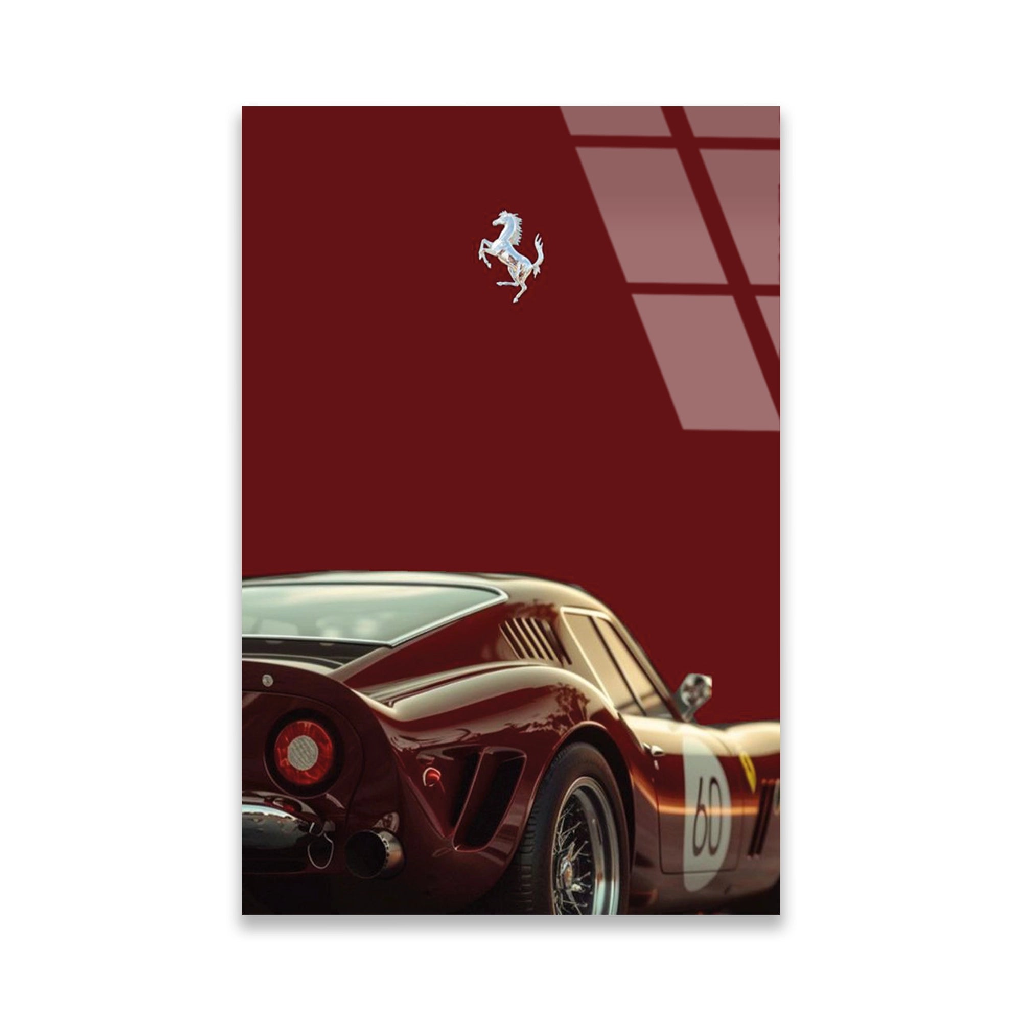 FERRARI 250 GTO MİNİMAL BORDO - CAM TABLO - DEG0486
