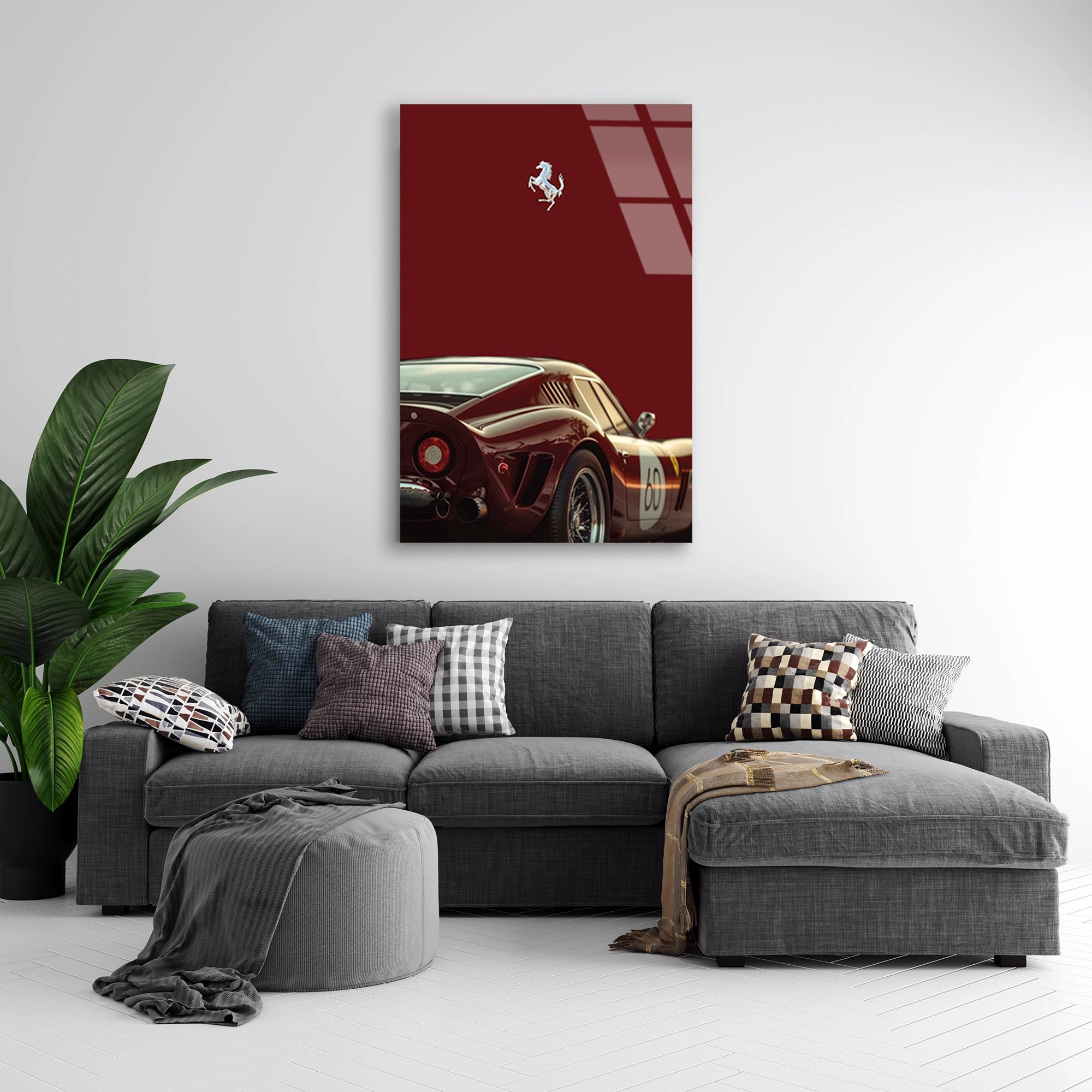 FERRARI 250 GTO MİNİMAL BORDO - CAM TABLO - DEG0486