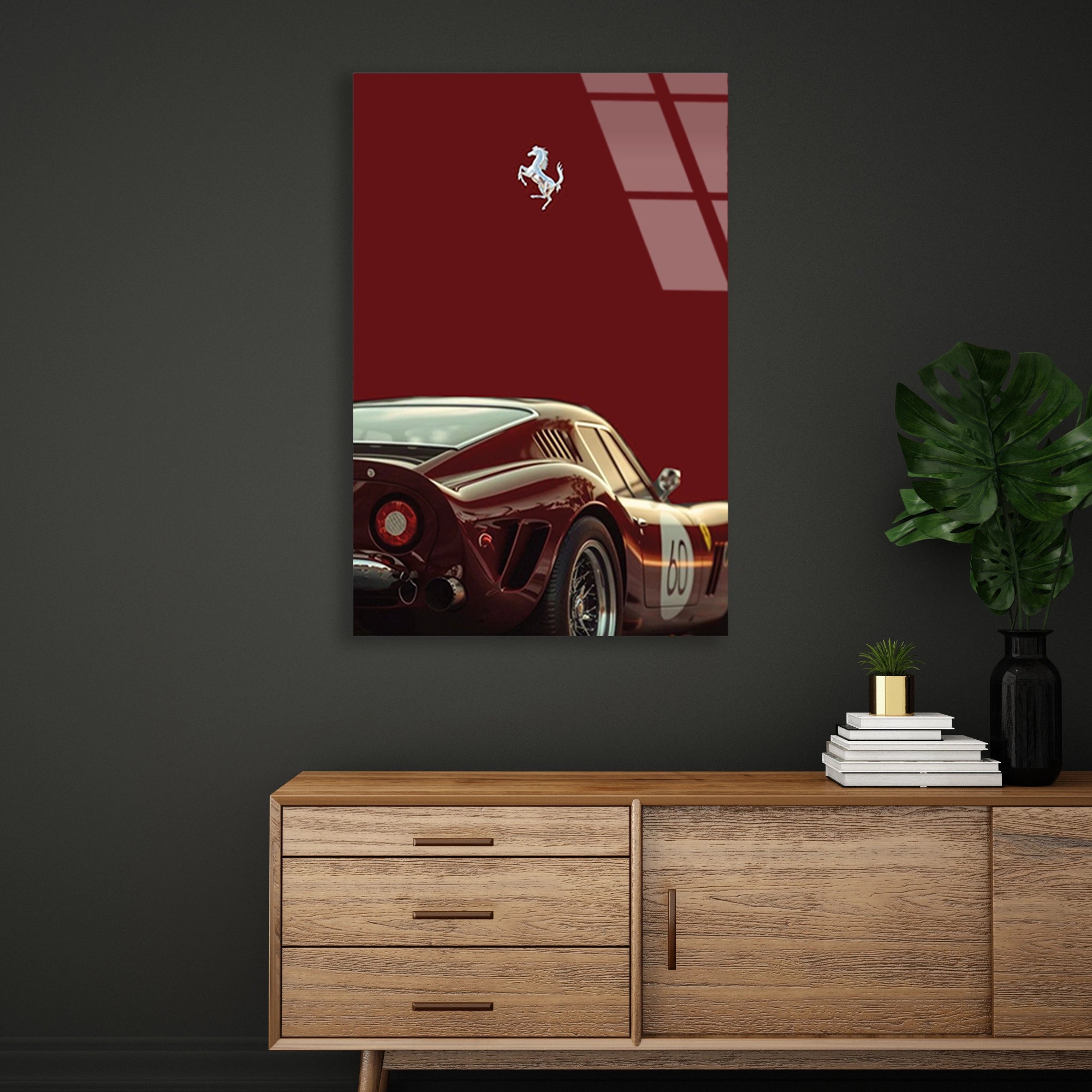 FERRARI 250 GTO MİNİMAL BORDO - CAM TABLO - DEG0486