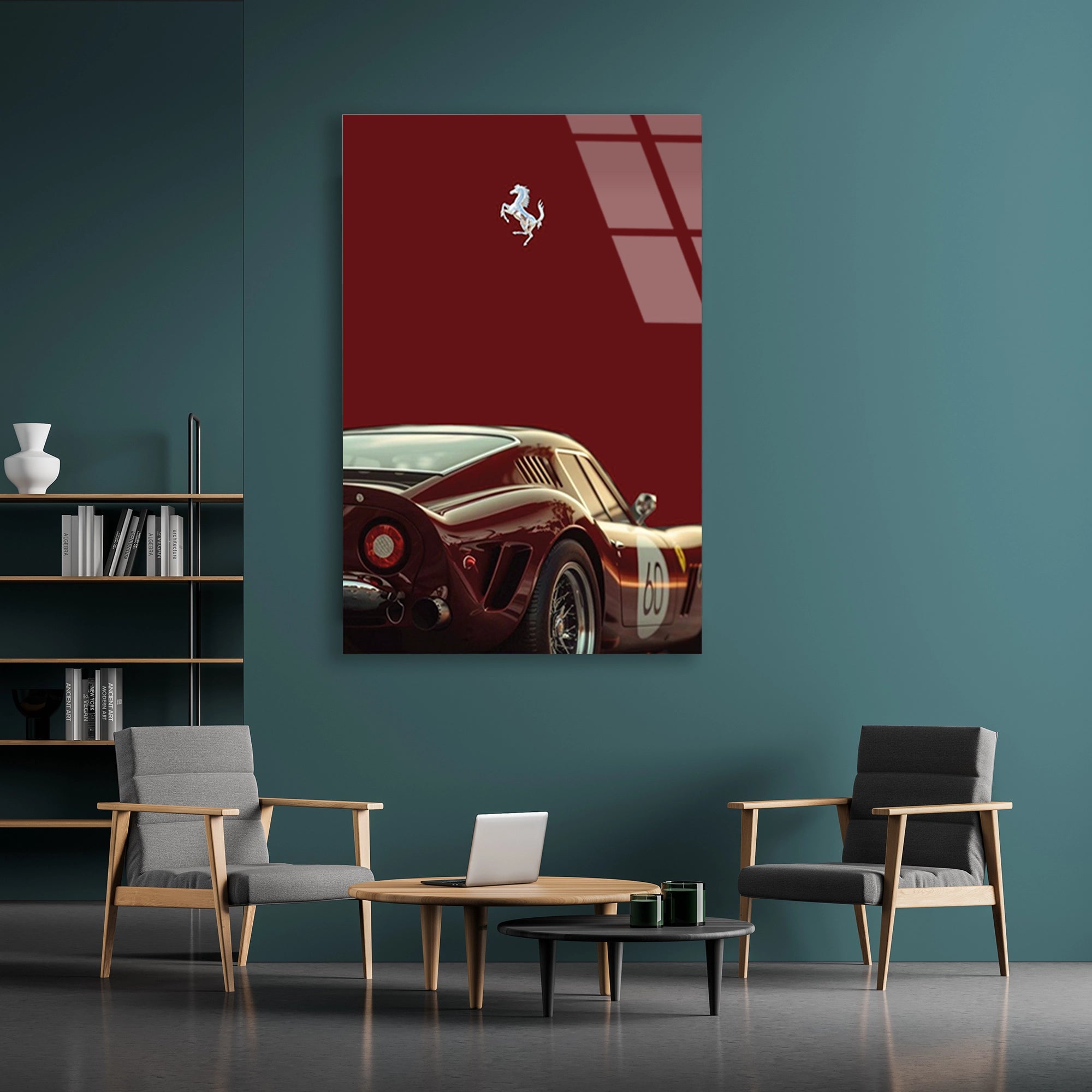 FERRARI 250 GTO MİNİMAL BORDO - CAM TABLO - DEG0486