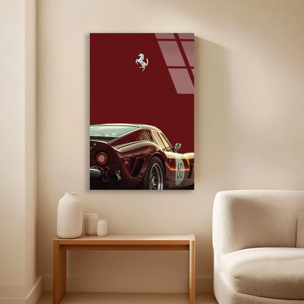 FERRARI 250 GTO MİNİMAL BORDO - CAM TABLO - DEG0486
