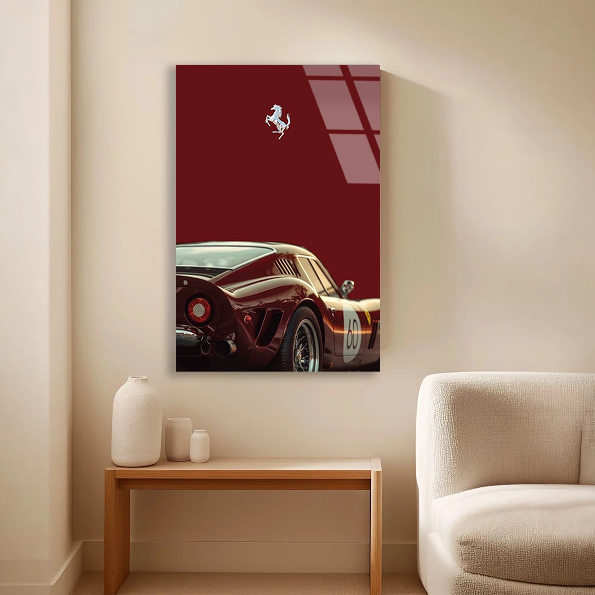 FERRARI 250 GTO MİNİMAL BORDO - CAM TABLO - DEG0486