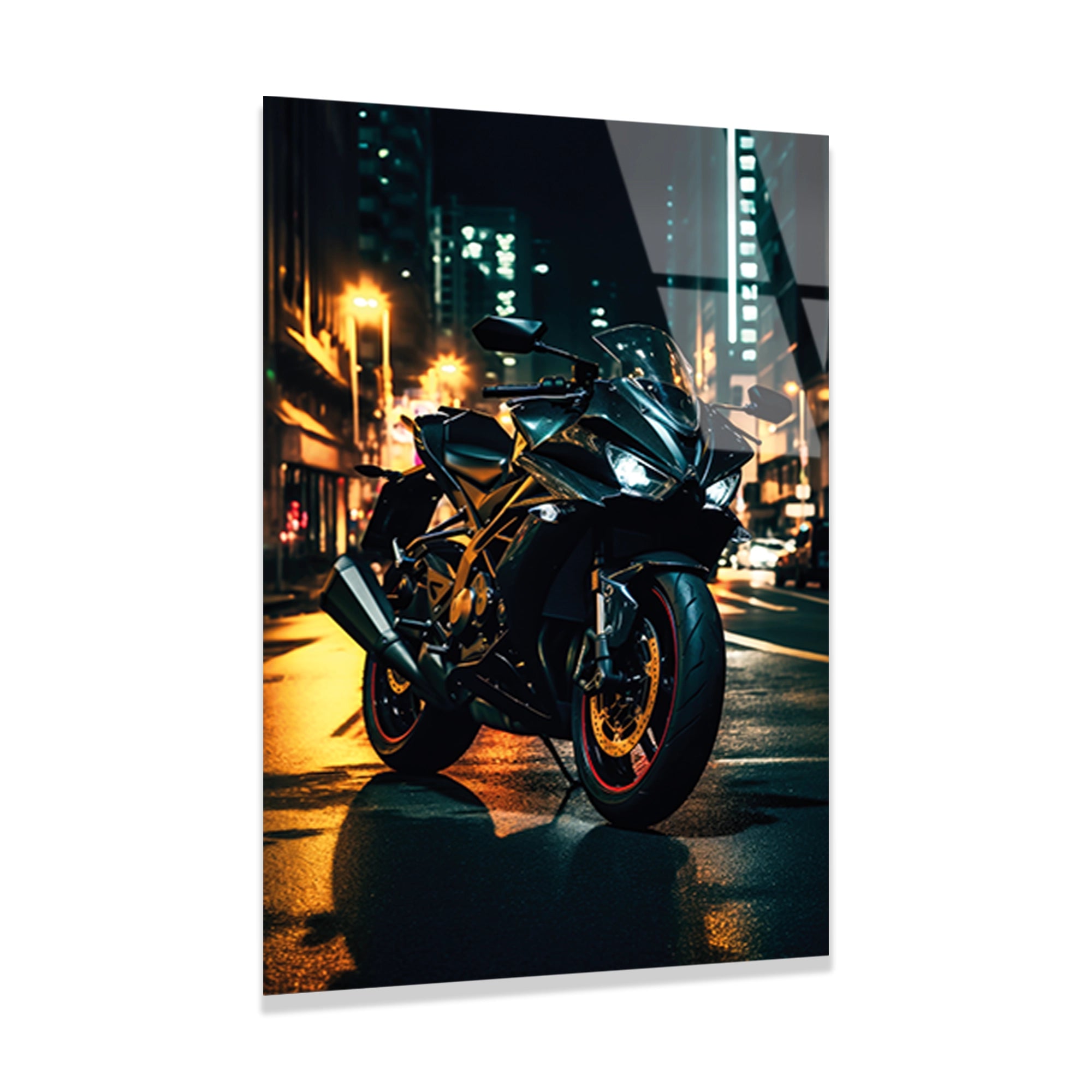 SPOR MOTOSİKLET GECE ŞEHİR - CAM TABLO - DEG0487