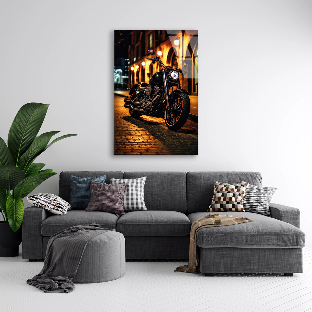 HARLEY CRUISER GECE SOKAK - CAM TABLO - DEG0488
