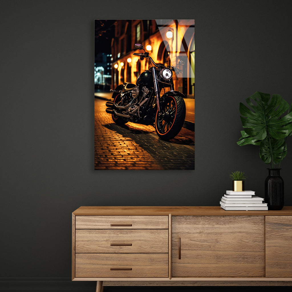 HARLEY CRUISER GECE SOKAK - CAM TABLO - DEG0488