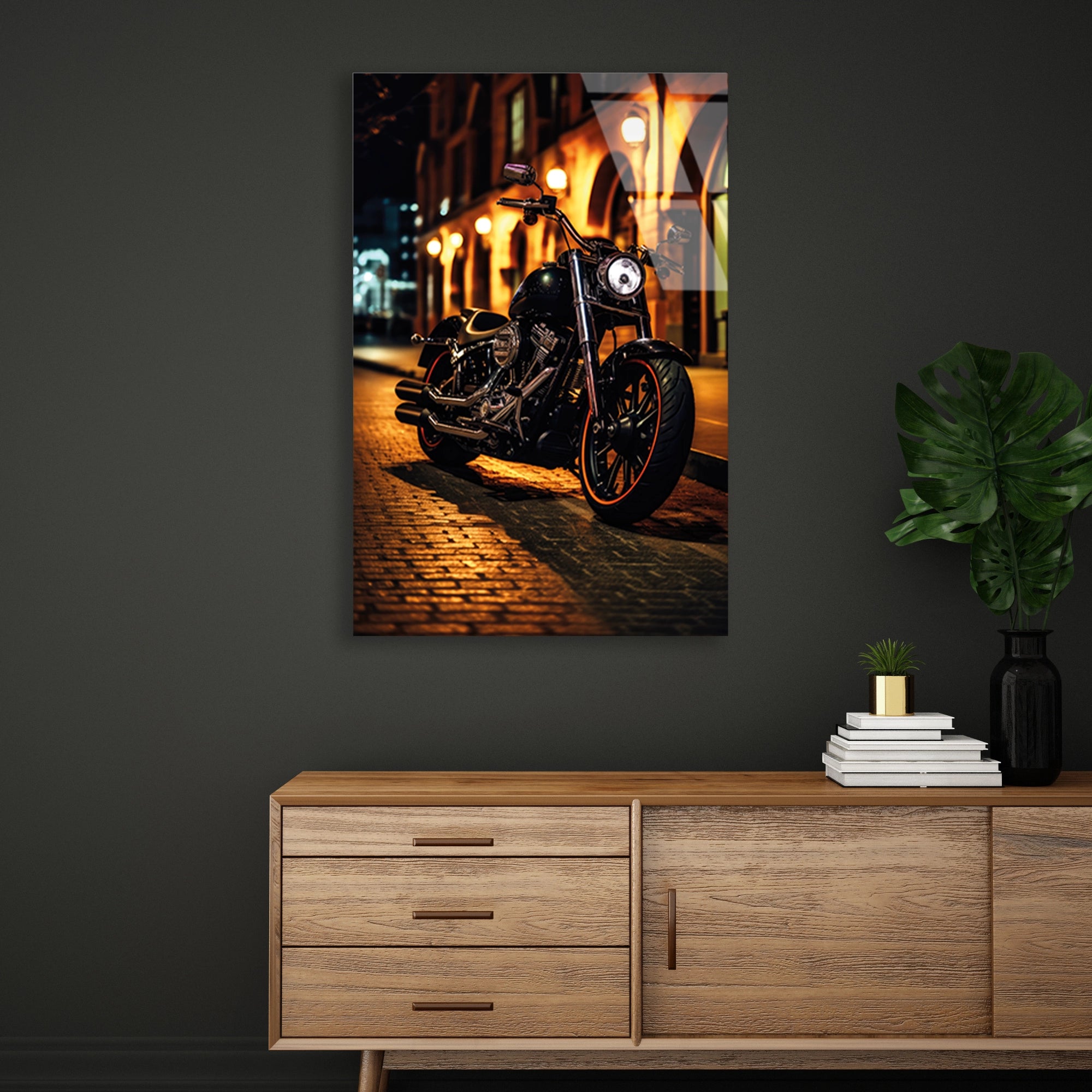 HARLEY CRUISER GECE SOKAK - CAM TABLO - DEG0488