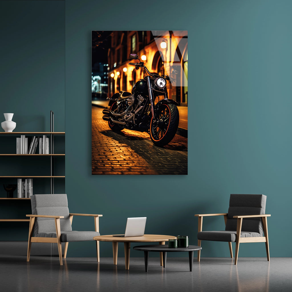 HARLEY CRUISER GECE SOKAK - CAM TABLO - DEG0488