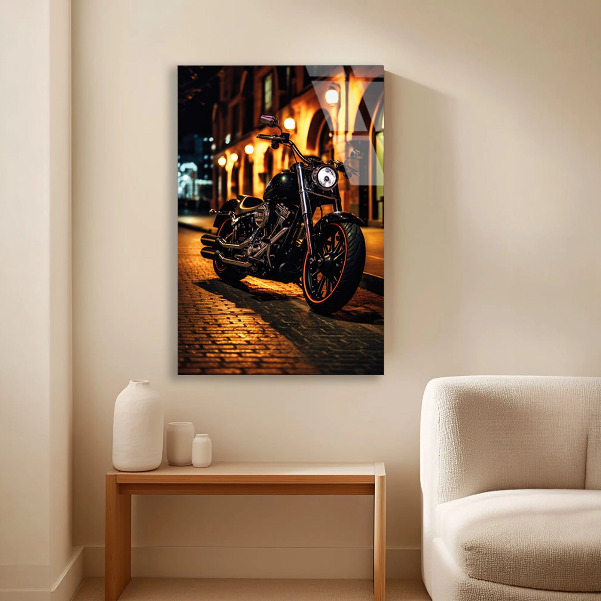 HARLEY CRUISER GECE SOKAK - CAM TABLO - DEG0488