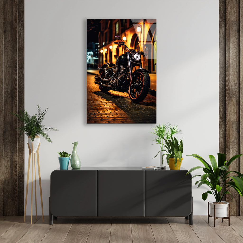 HARLEY CRUISER GECE SOKAK - CAM TABLO - DEG0488