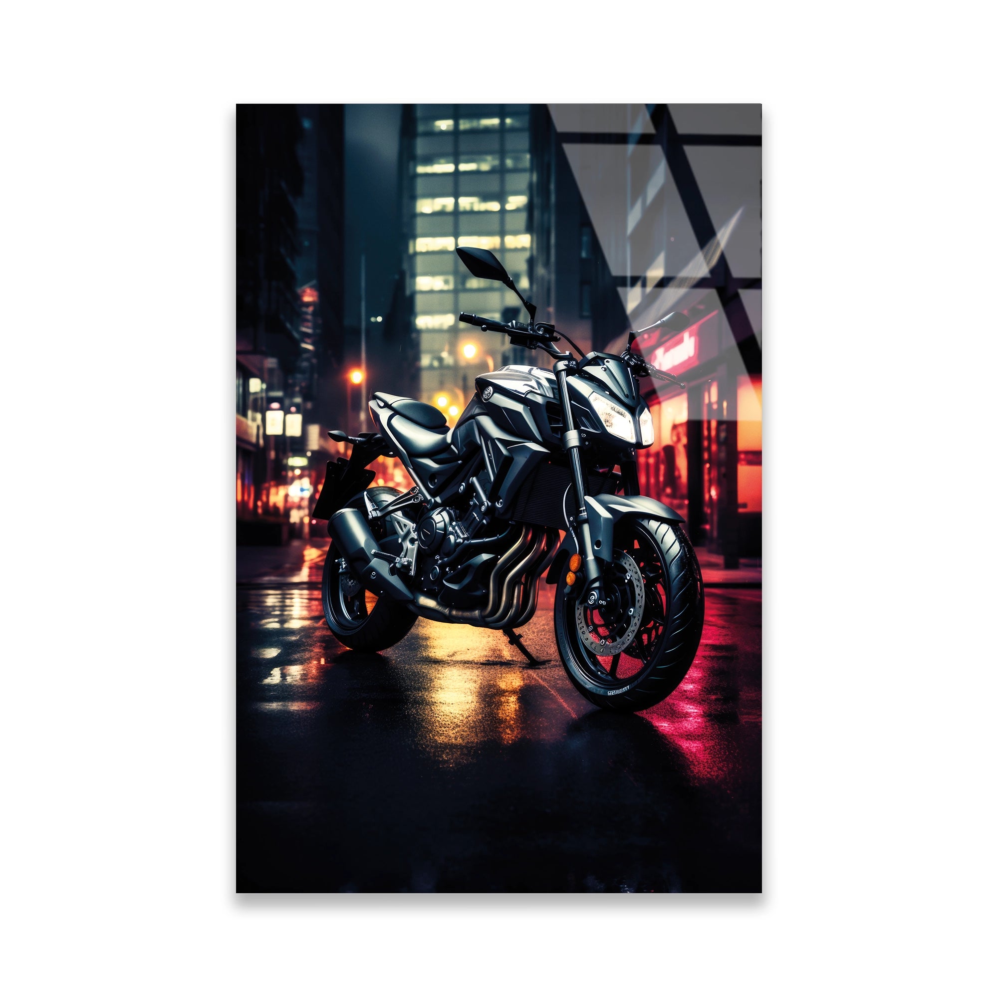 NAKED MOTOSİKLET GECE NEON - CAM TABLO - DEG0489