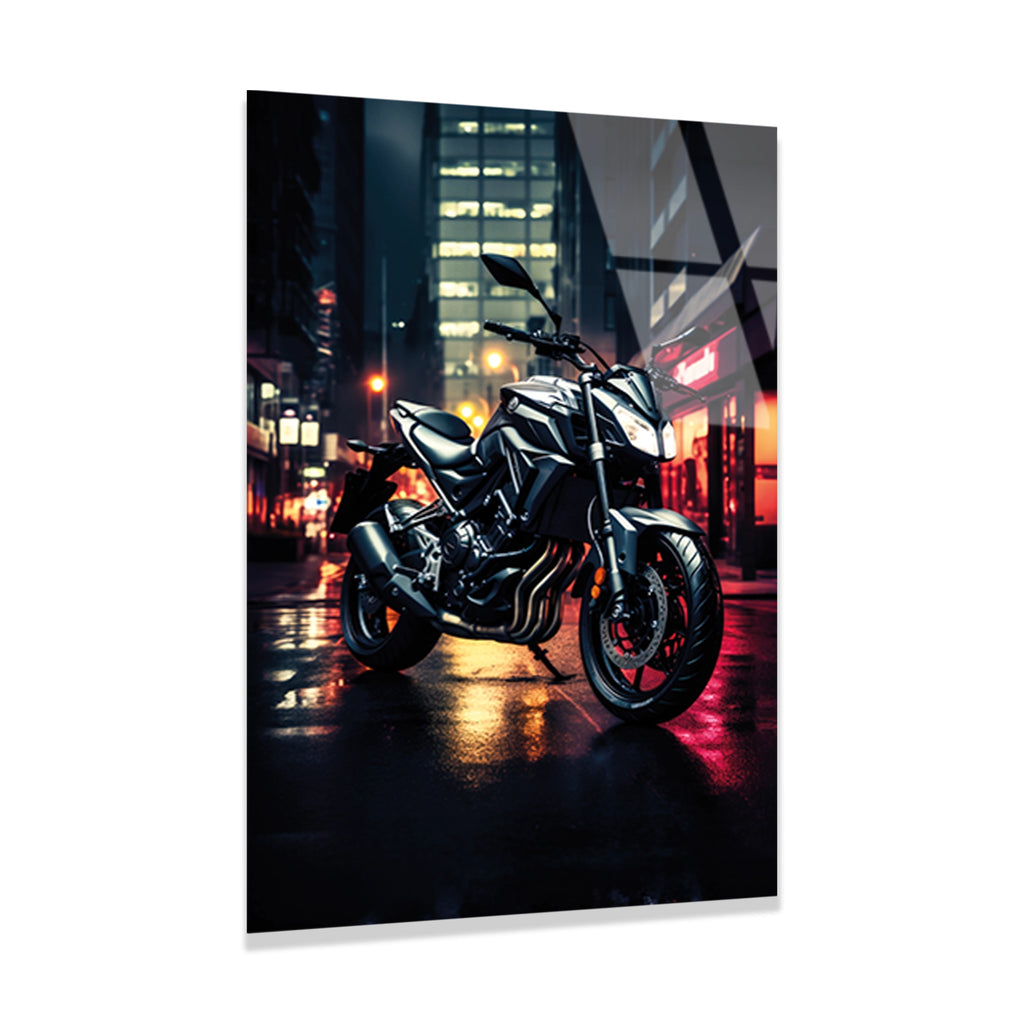 NAKED MOTOSİKLET GECE NEON - CAM TABLO - DEG0489