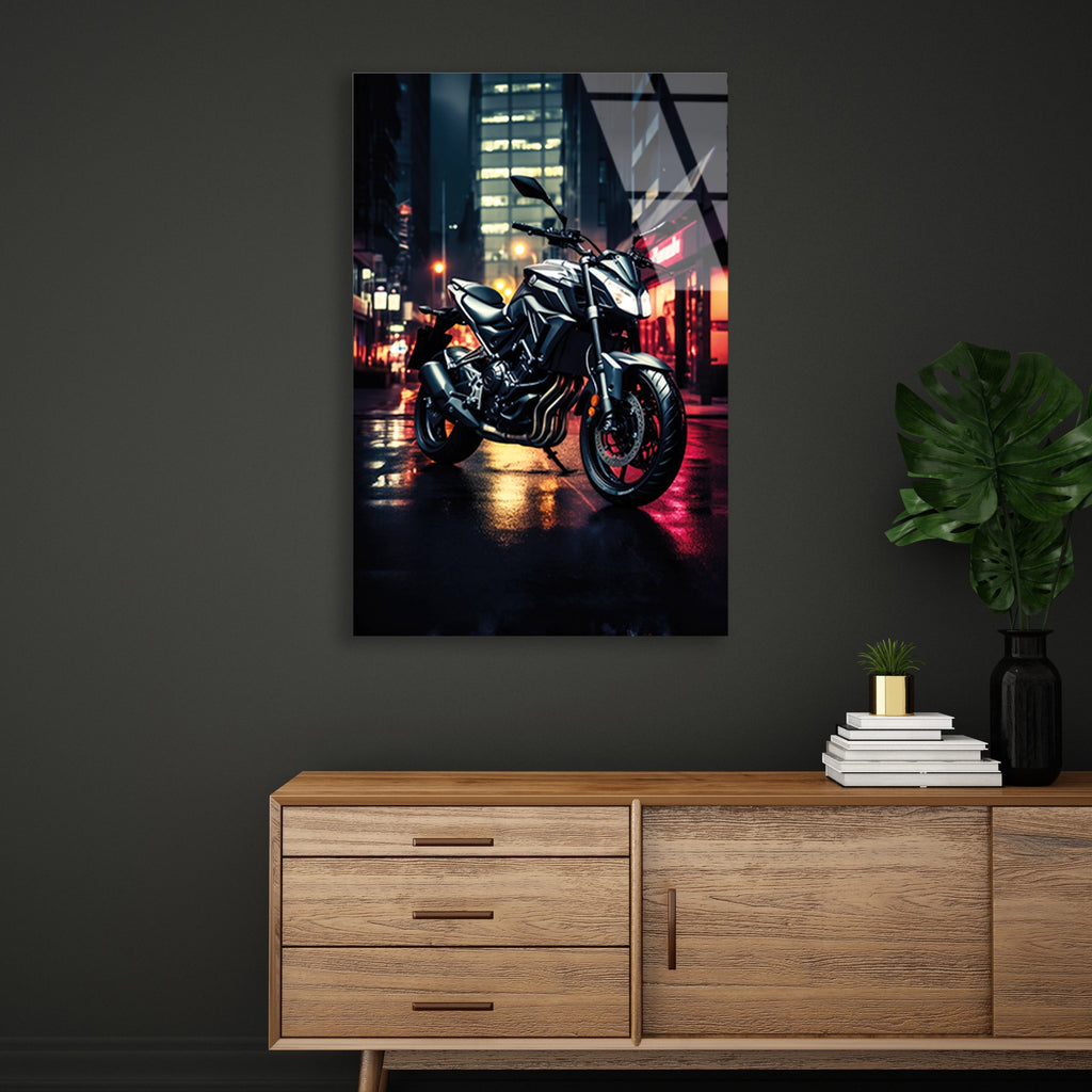 NAKED MOTOSİKLET GECE NEON - CAM TABLO - DEG0489