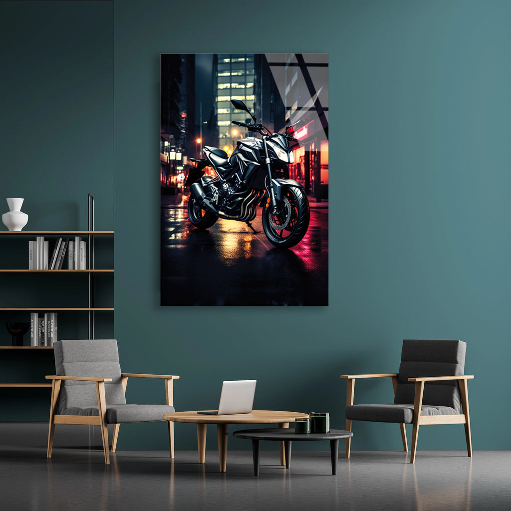 NAKED MOTOSİKLET GECE NEON - CAM TABLO - DEG0489