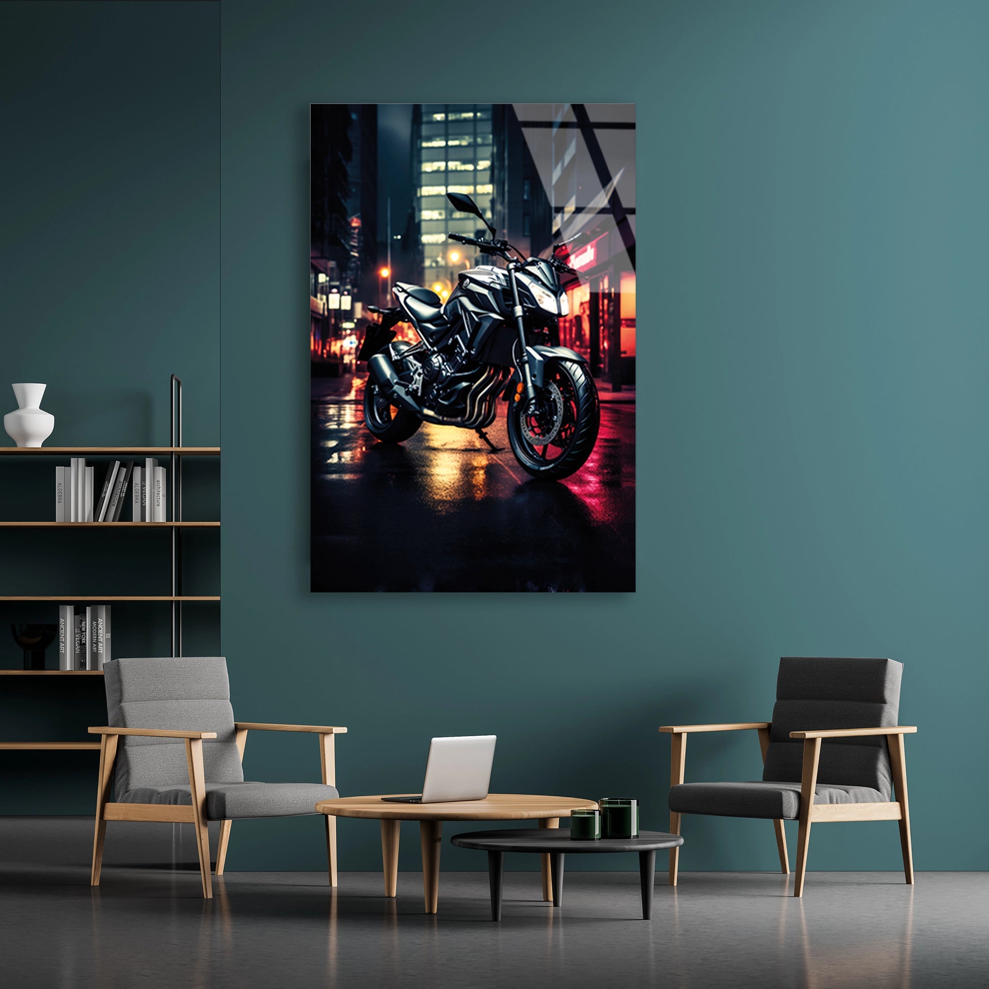 NAKED MOTOSİKLET GECE NEON - CAM TABLO - DEG0489