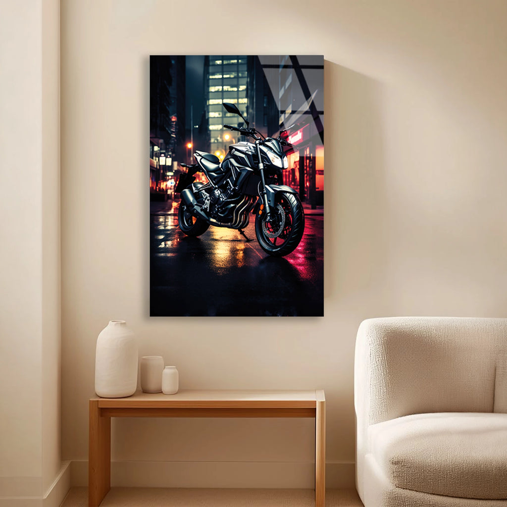 NAKED MOTOSİKLET GECE NEON - CAM TABLO - DEG0489