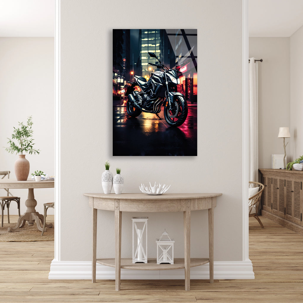 NAKED MOTOSİKLET GECE NEON - CAM TABLO - DEG0489