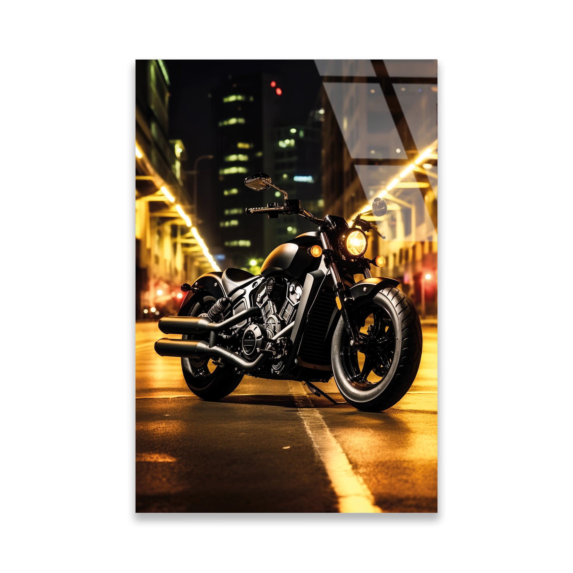 CRUISER MOTOSİKLET ŞEHİR IŞIKLARI - CAM TABLO - DEG0491