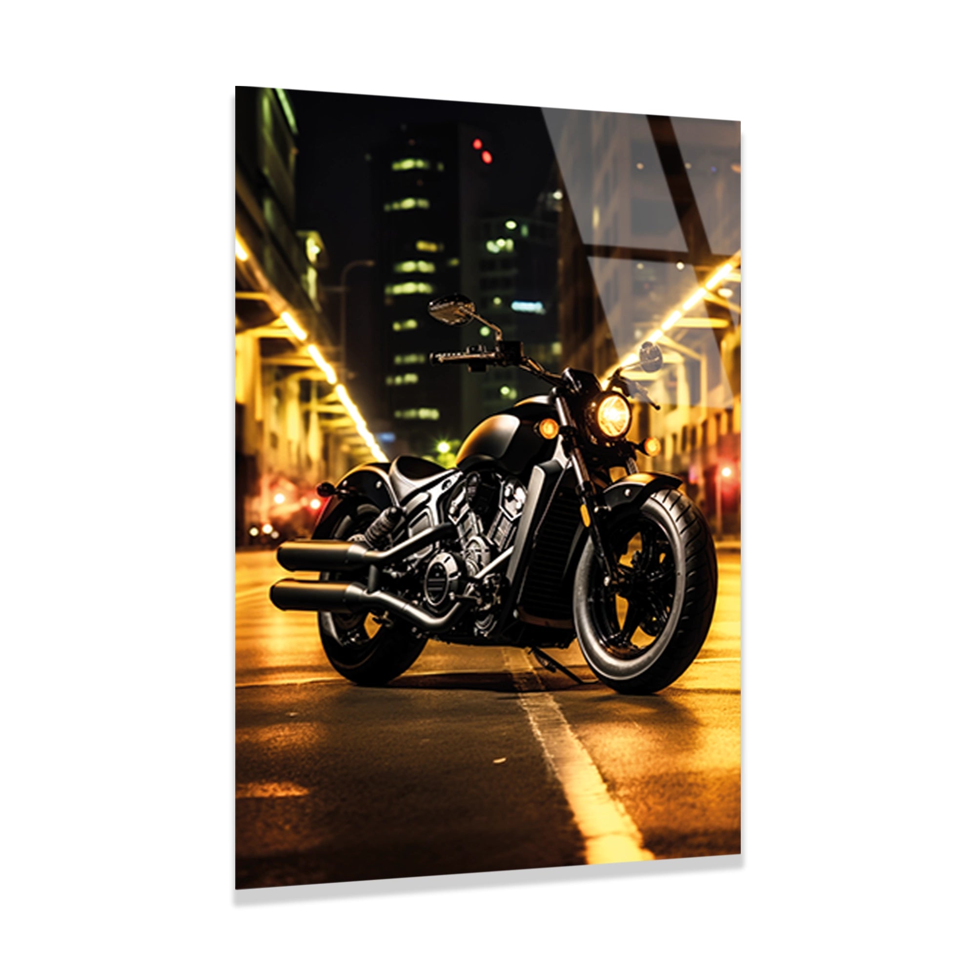 CRUISER MOTOSİKLET ŞEHİR IŞIKLARI - CAM TABLO - DEG0491