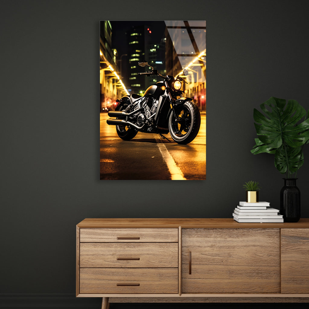CRUISER MOTOSİKLET ŞEHİR IŞIKLARI - CAM TABLO - DEG0491