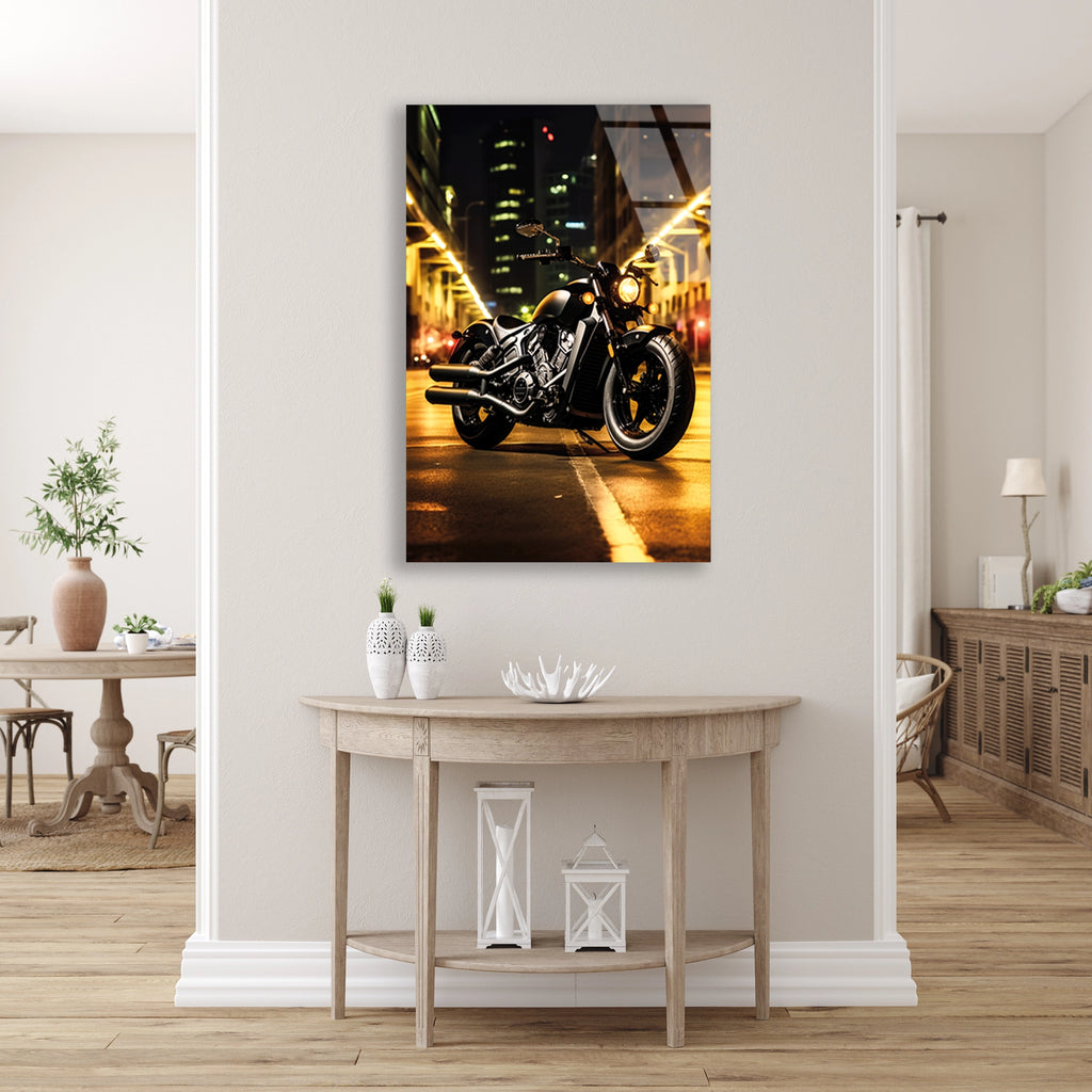 CRUISER MOTOSİKLET ŞEHİR IŞIKLARI - CAM TABLO - DEG0491