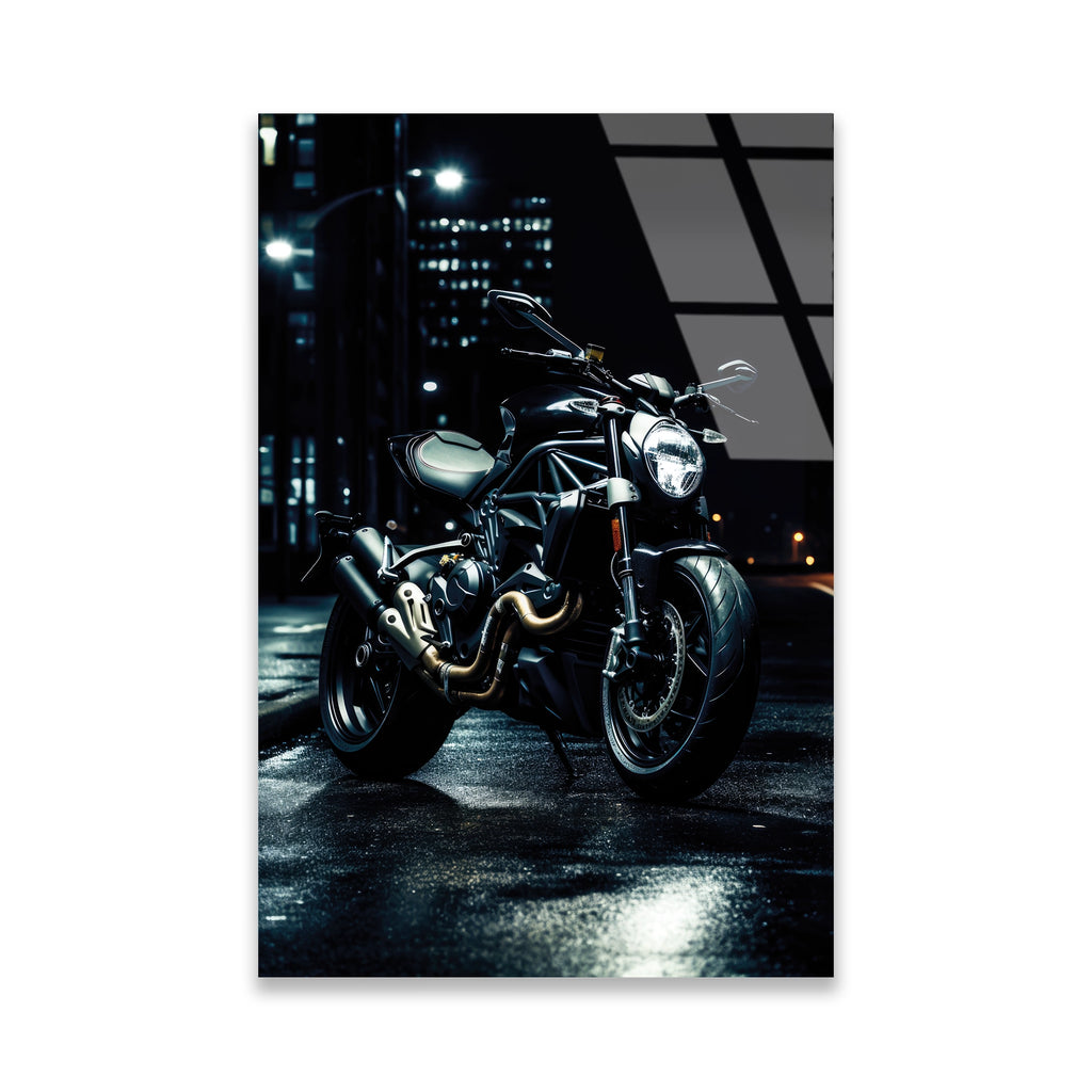 STREETFIGHTER MOTOSİKLET GECE - CAM TABLO - DEG0492