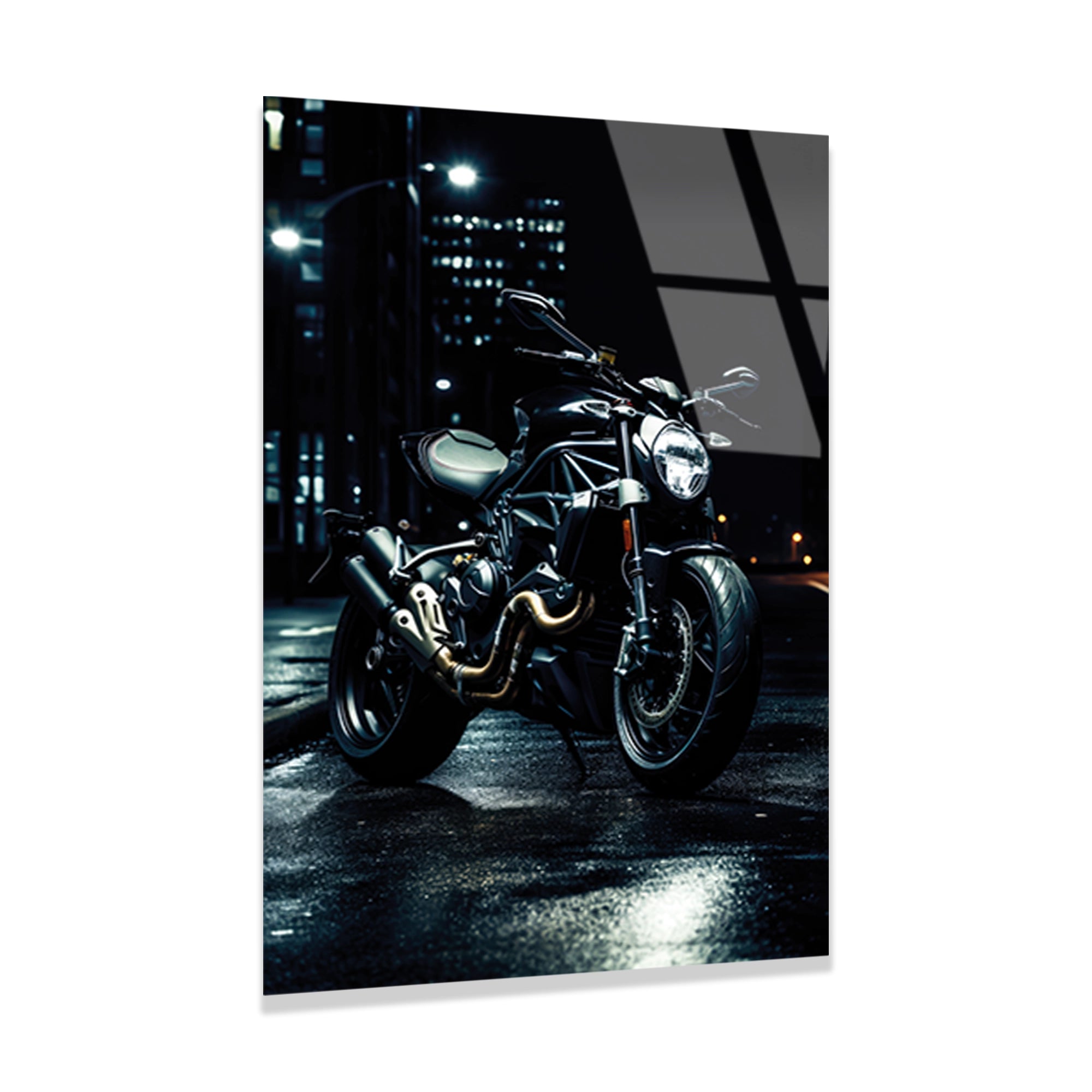STREETFIGHTER MOTOSİKLET GECE - CAM TABLO - DEG0492