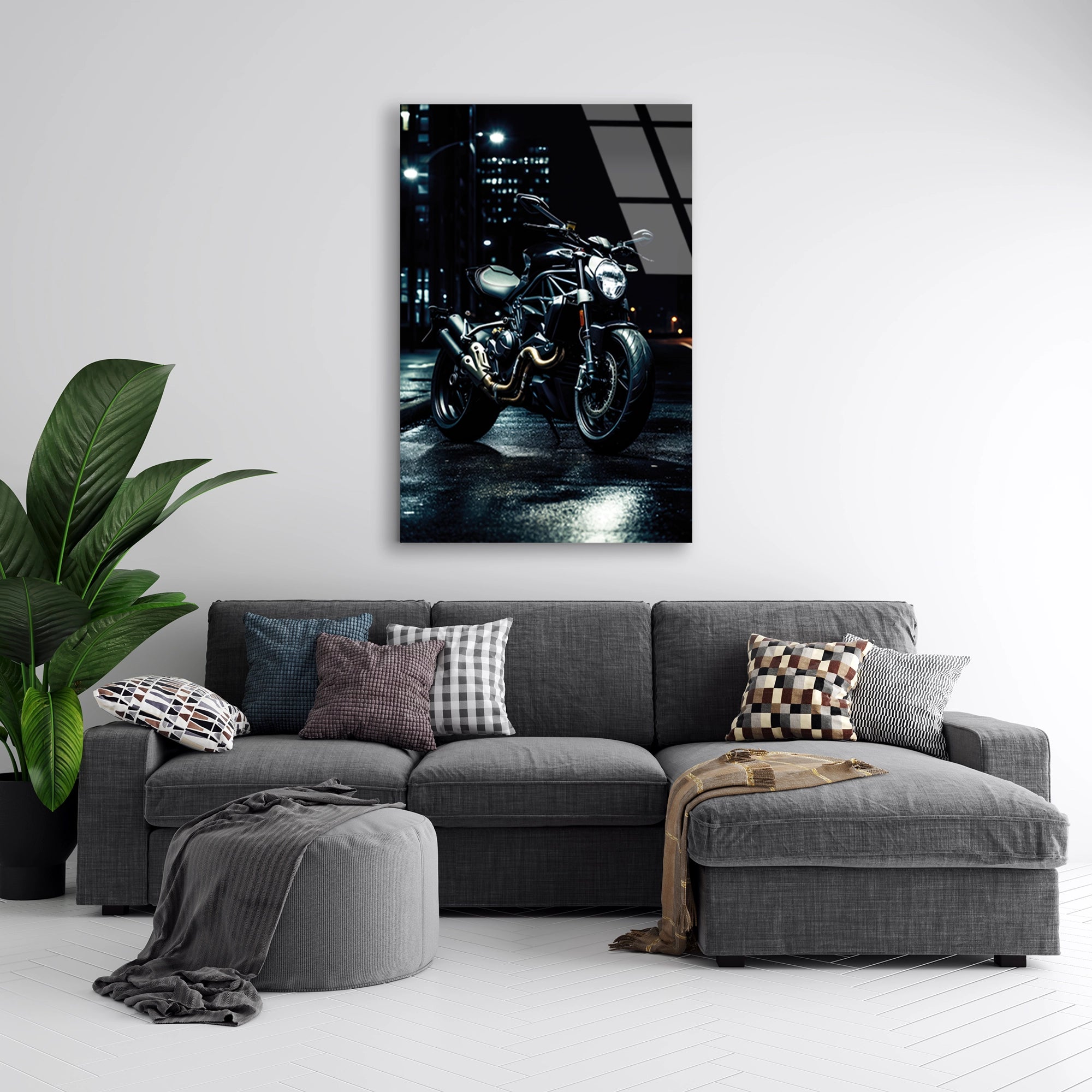 STREETFIGHTER MOTOSİKLET GECE - CAM TABLO - DEG0492
