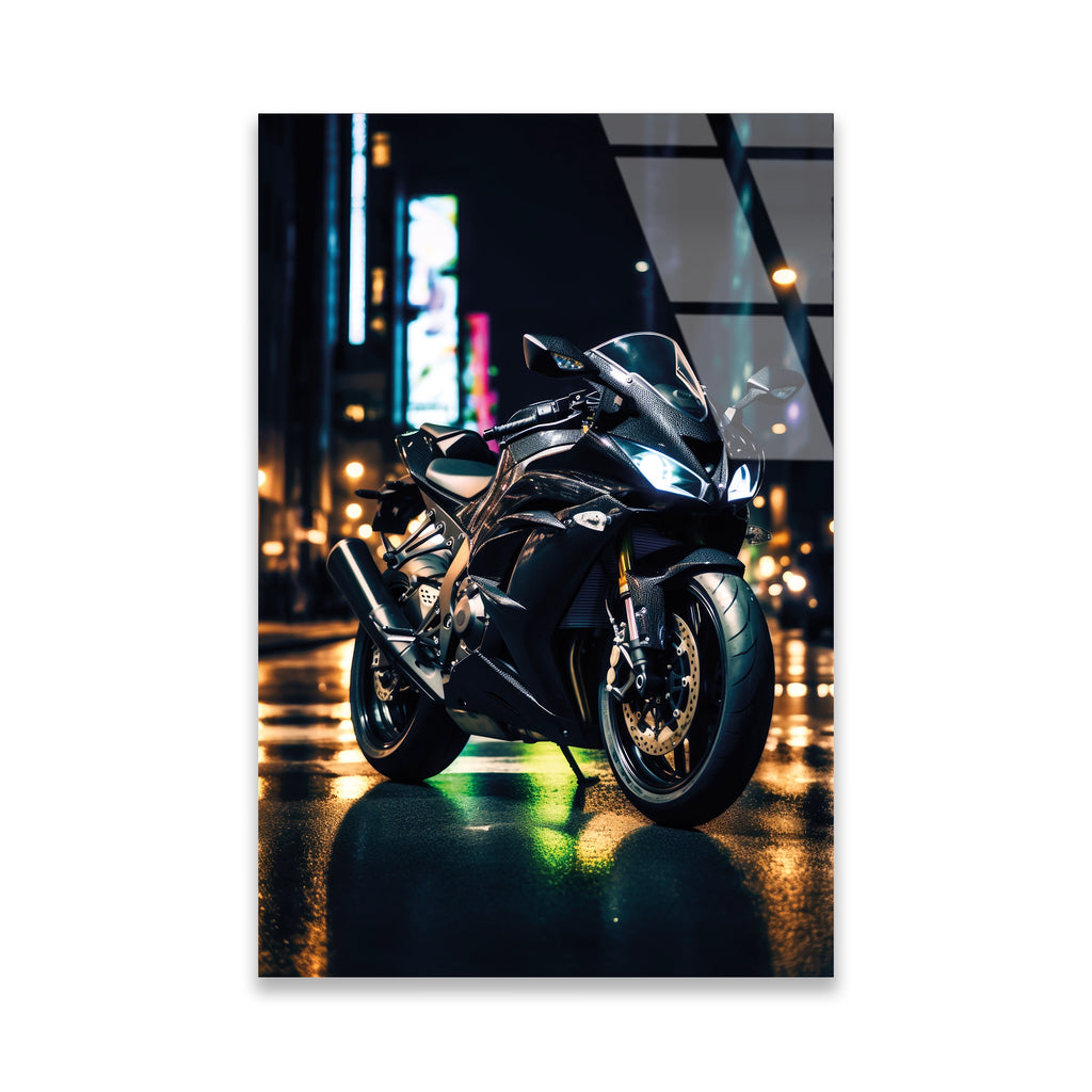 SPOR MOTOSİKLET NEON ŞEHİR - CAM TABLO - DEG0493