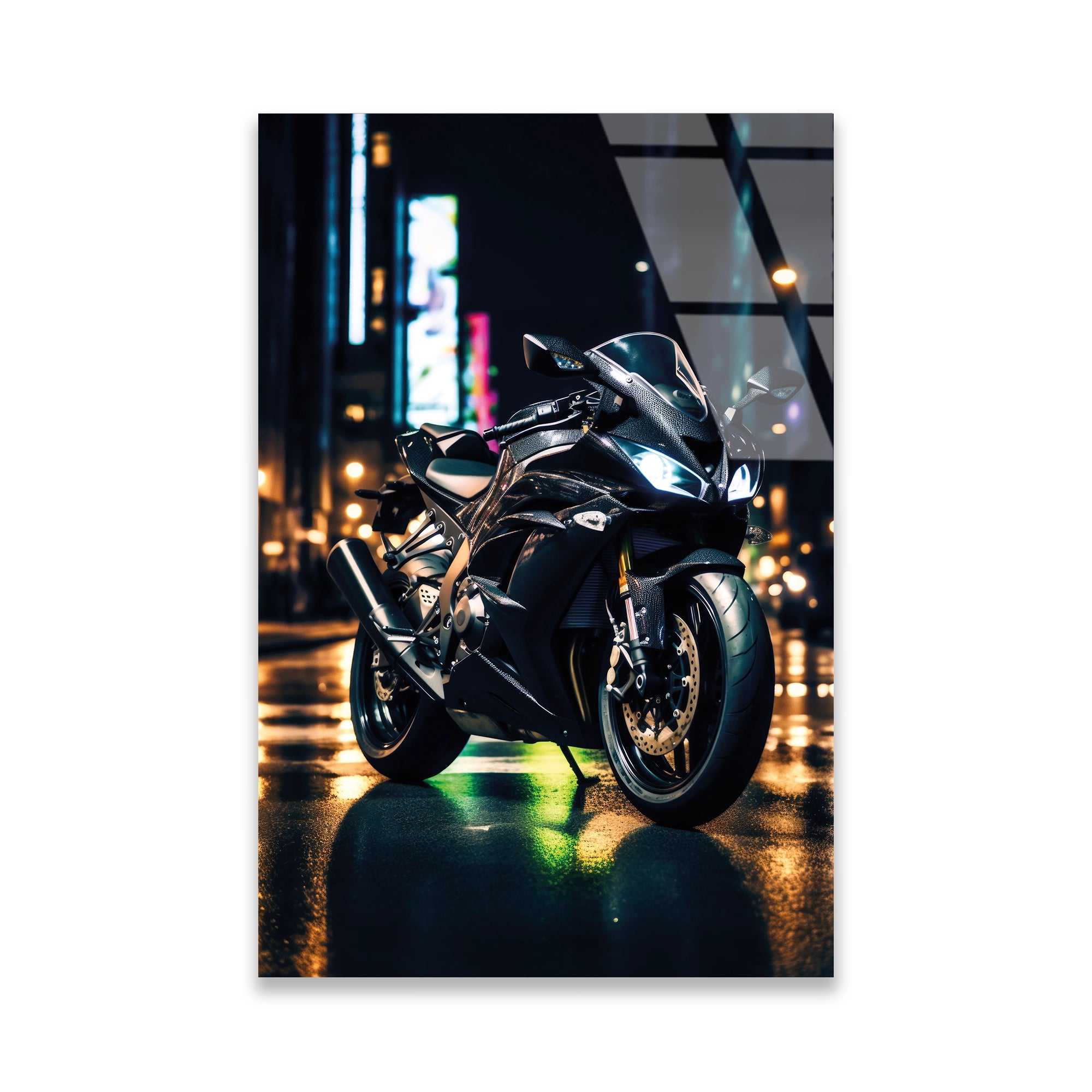 SPOR MOTOSİKLET NEON ŞEHİR - CAM TABLO - DEG0493