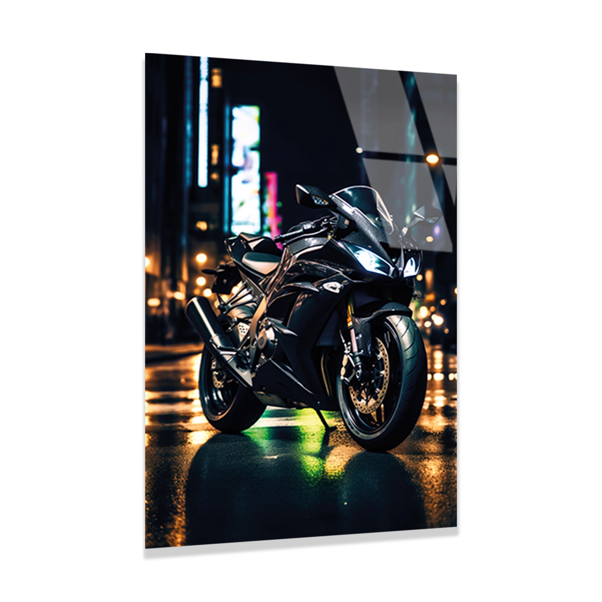 SPOR MOTOSİKLET NEON ŞEHİR - CAM TABLO - DEG0493