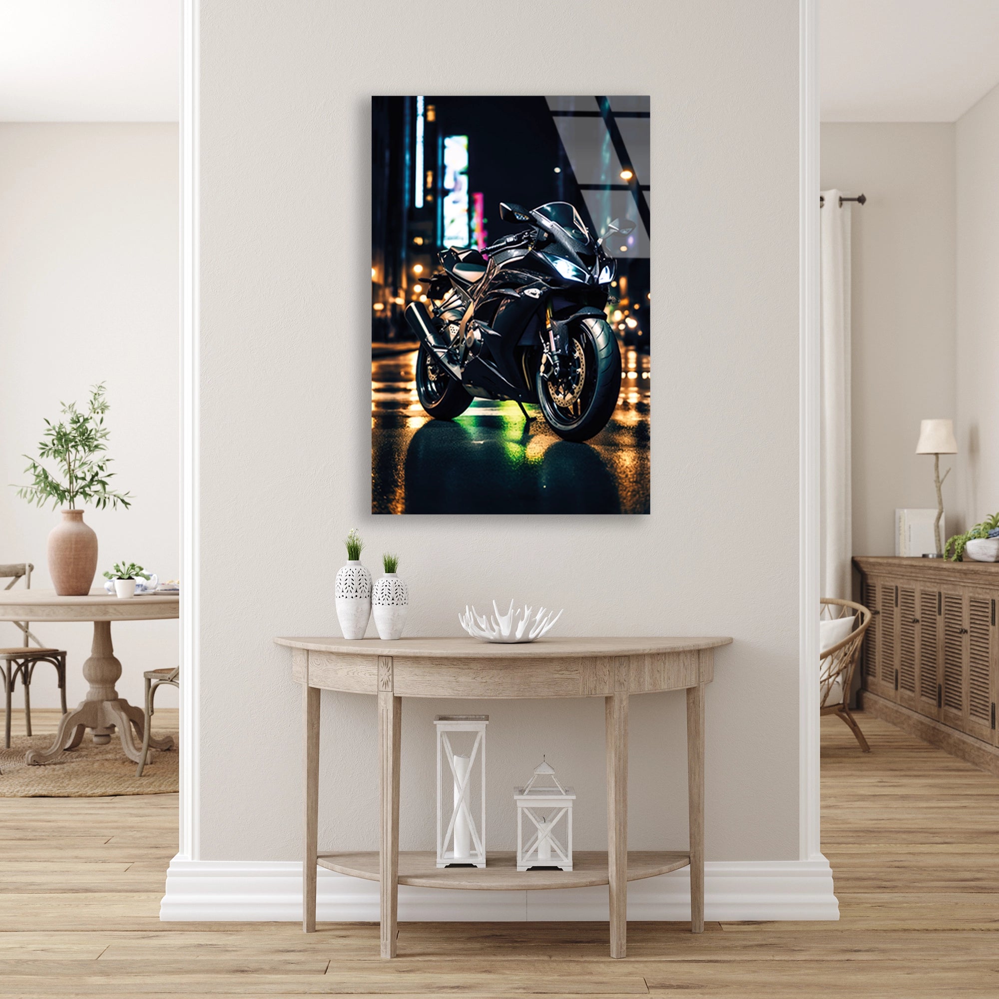 SPOR MOTOSİKLET NEON ŞEHİR - CAM TABLO - DEG0493