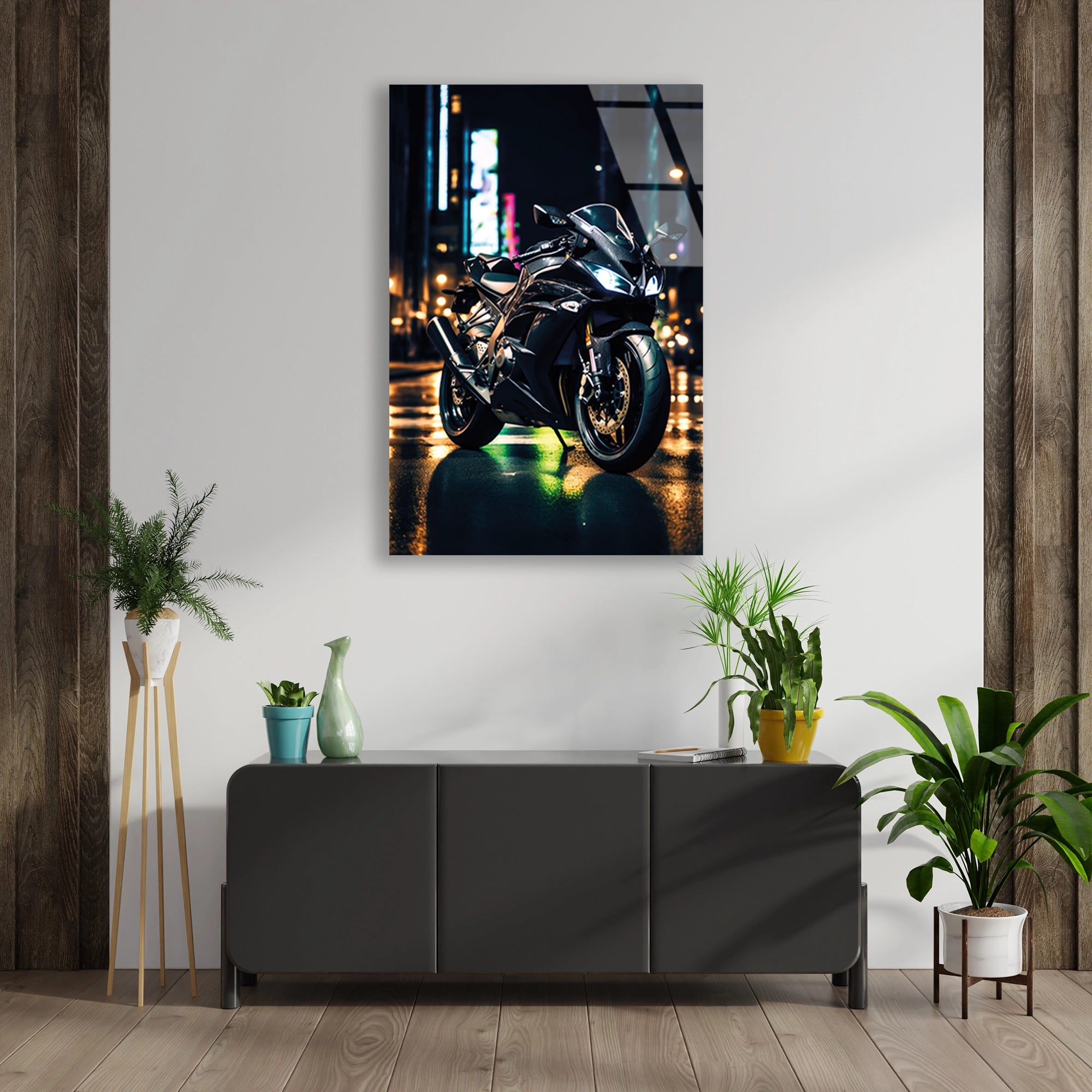 SPOR MOTOSİKLET NEON ŞEHİR - CAM TABLO - DEG0493