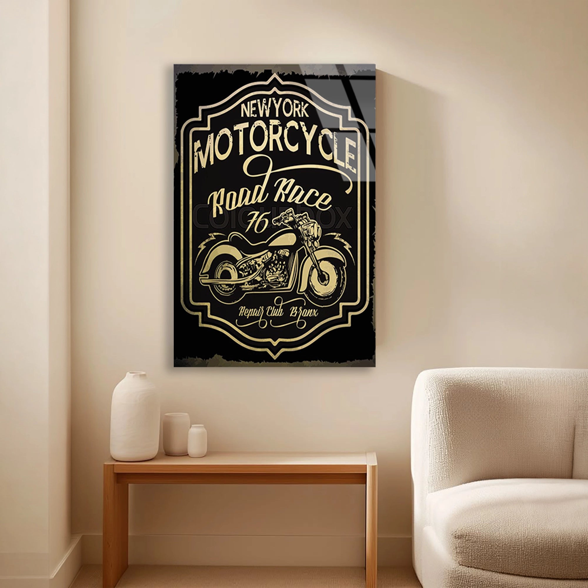 NEW YORK MOTORCYCLE VINTAGE POSTER - CAM TABLO - DEG0498