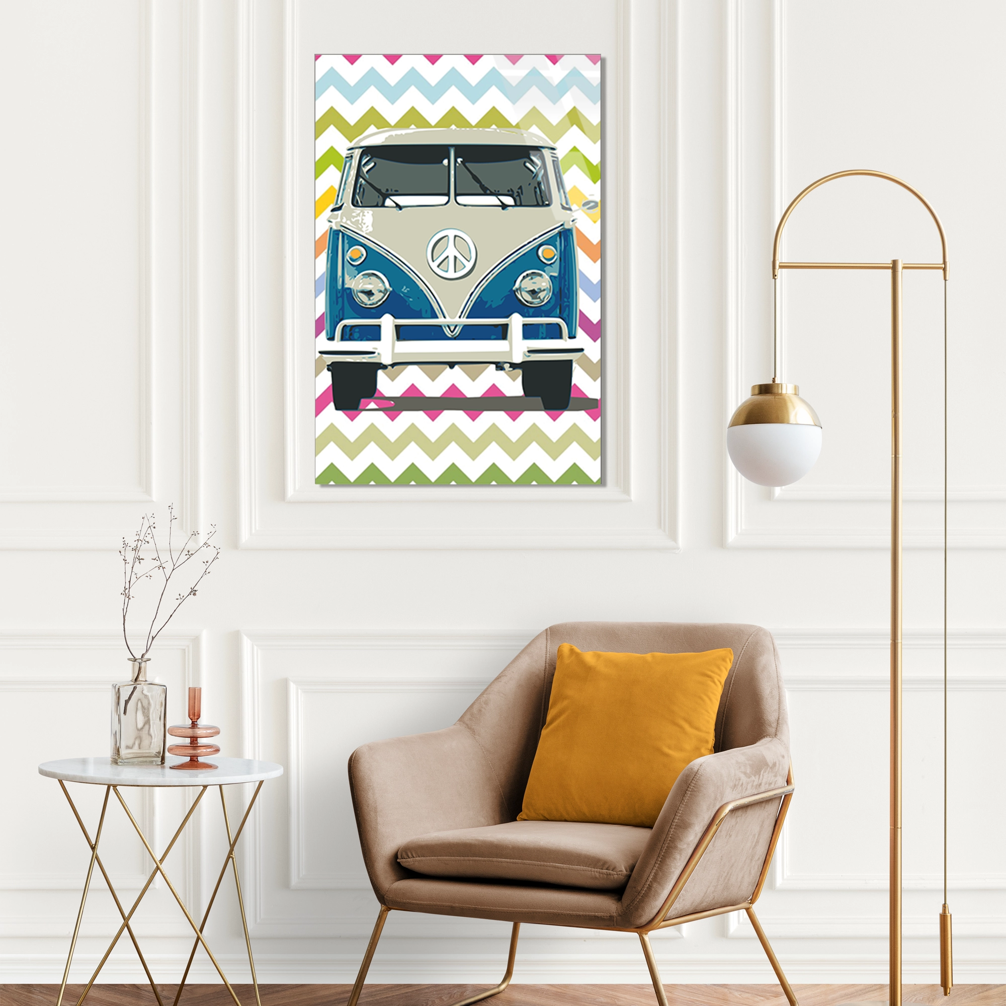 VW MİNİBÜS BARIŞ RETRO - CAM TABLO - DEG0505