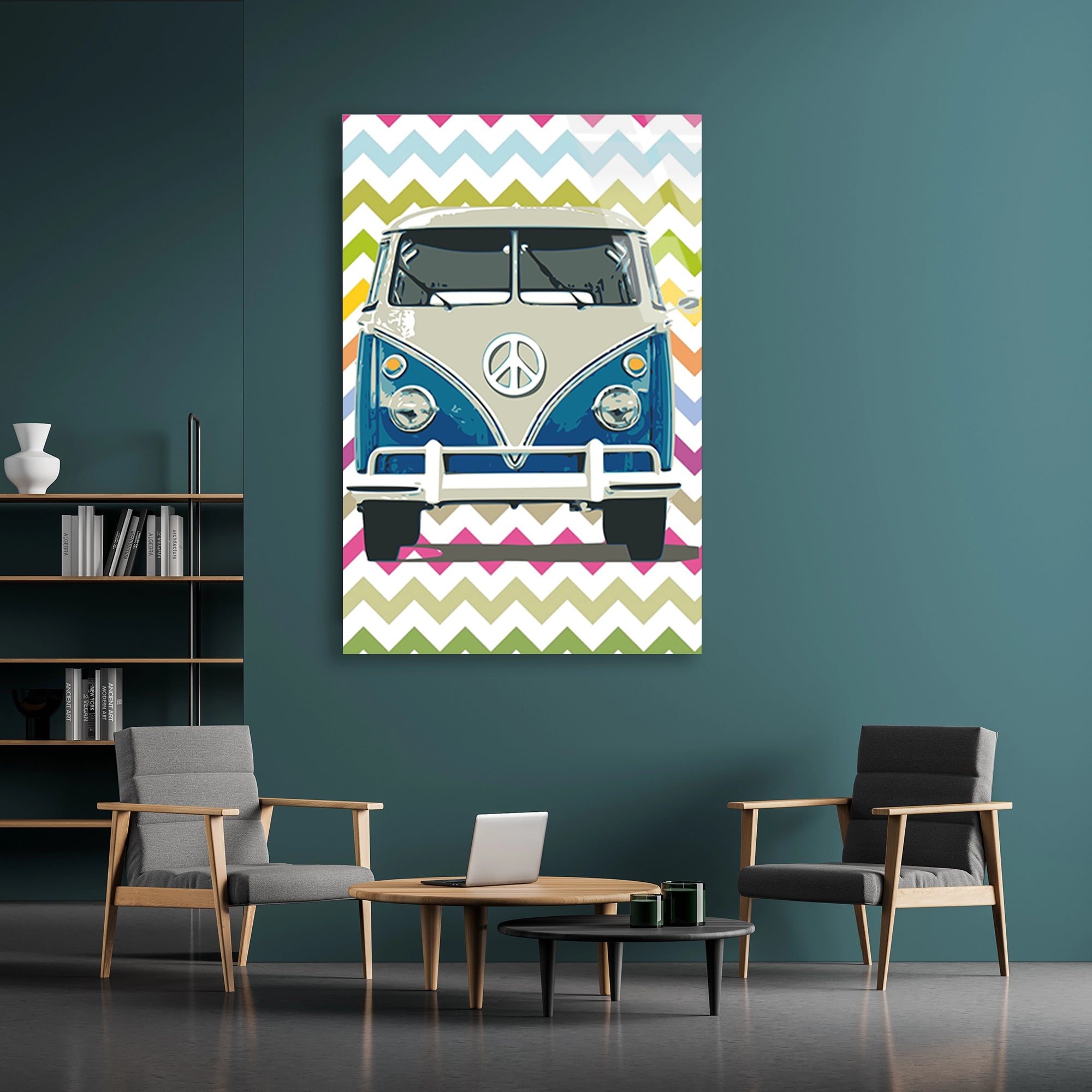 VW MİNİBÜS BARIŞ RETRO - CAM TABLO - DEG0505