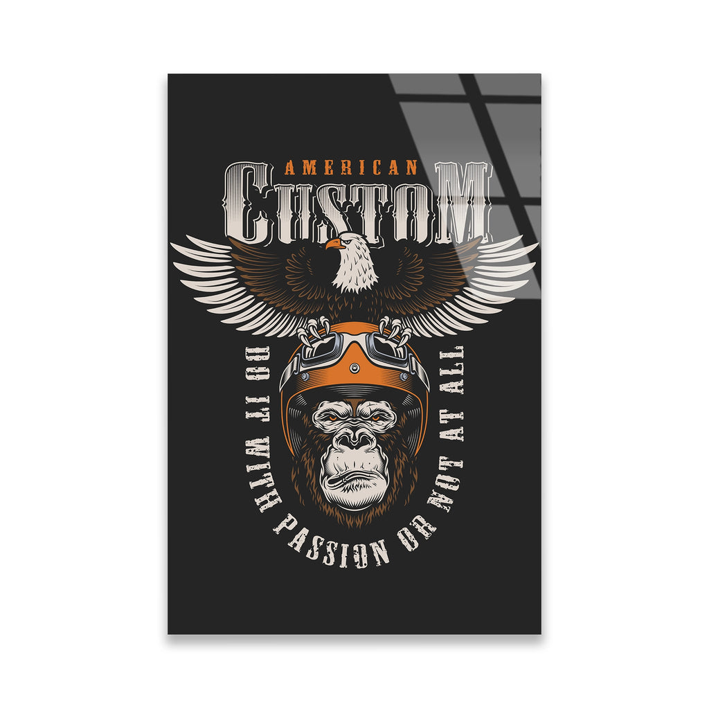 AMERICAN CUSTOM GORİL MOTOR POSTERİ - CAM TABLO - DEG0510