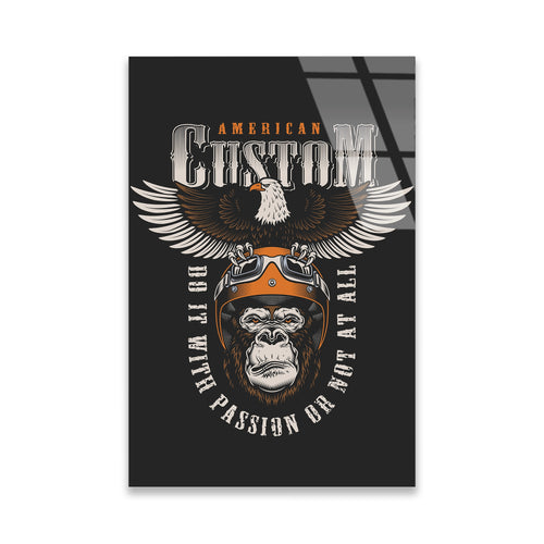 AMERICAN CUSTOM GORİL MOTOR POSTERİ - CAM TABLO - DEG0510