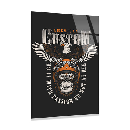 AMERICAN CUSTOM GORİL MOTOR POSTERİ - CAM TABLO - DEG0510
