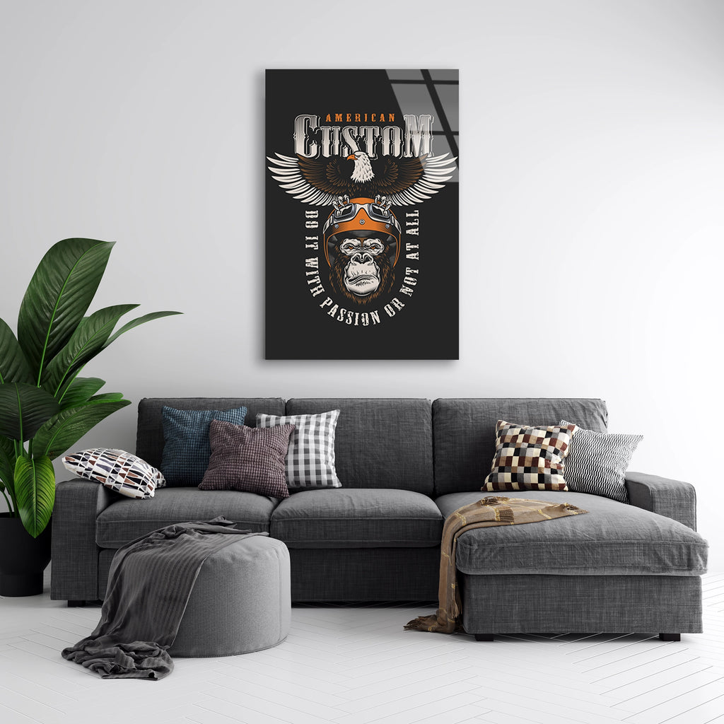AMERICAN CUSTOM GORİL MOTOR POSTERİ - CAM TABLO - DEG0510