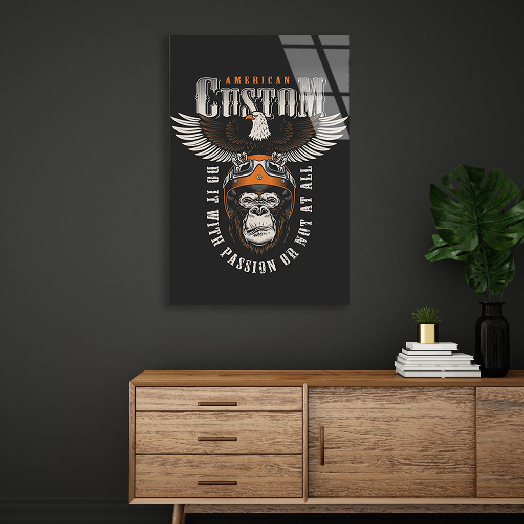 AMERICAN CUSTOM GORİL MOTOR POSTERİ - CAM TABLO - DEG0510
