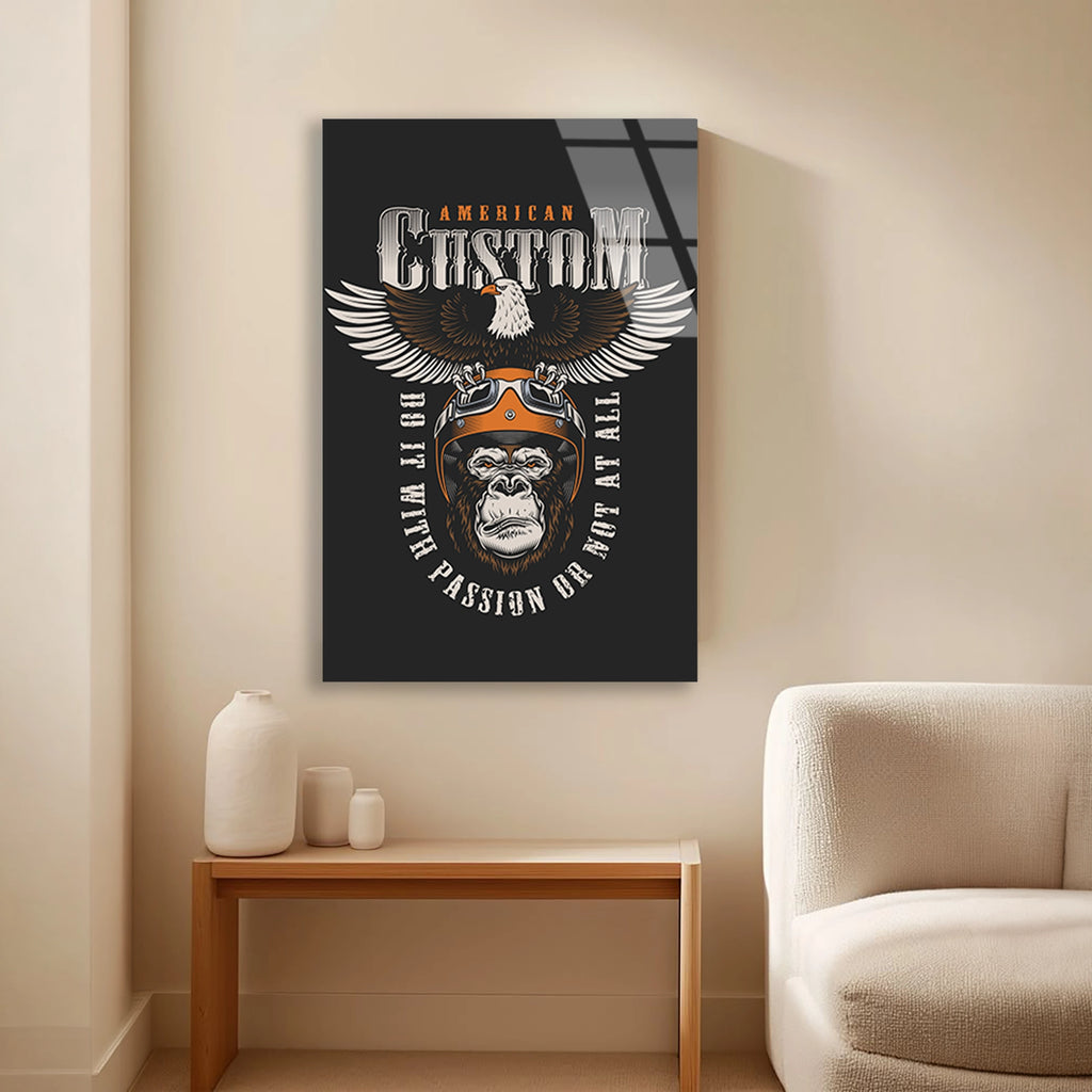 AMERICAN CUSTOM GORİL MOTOR POSTERİ - CAM TABLO - DEG0510