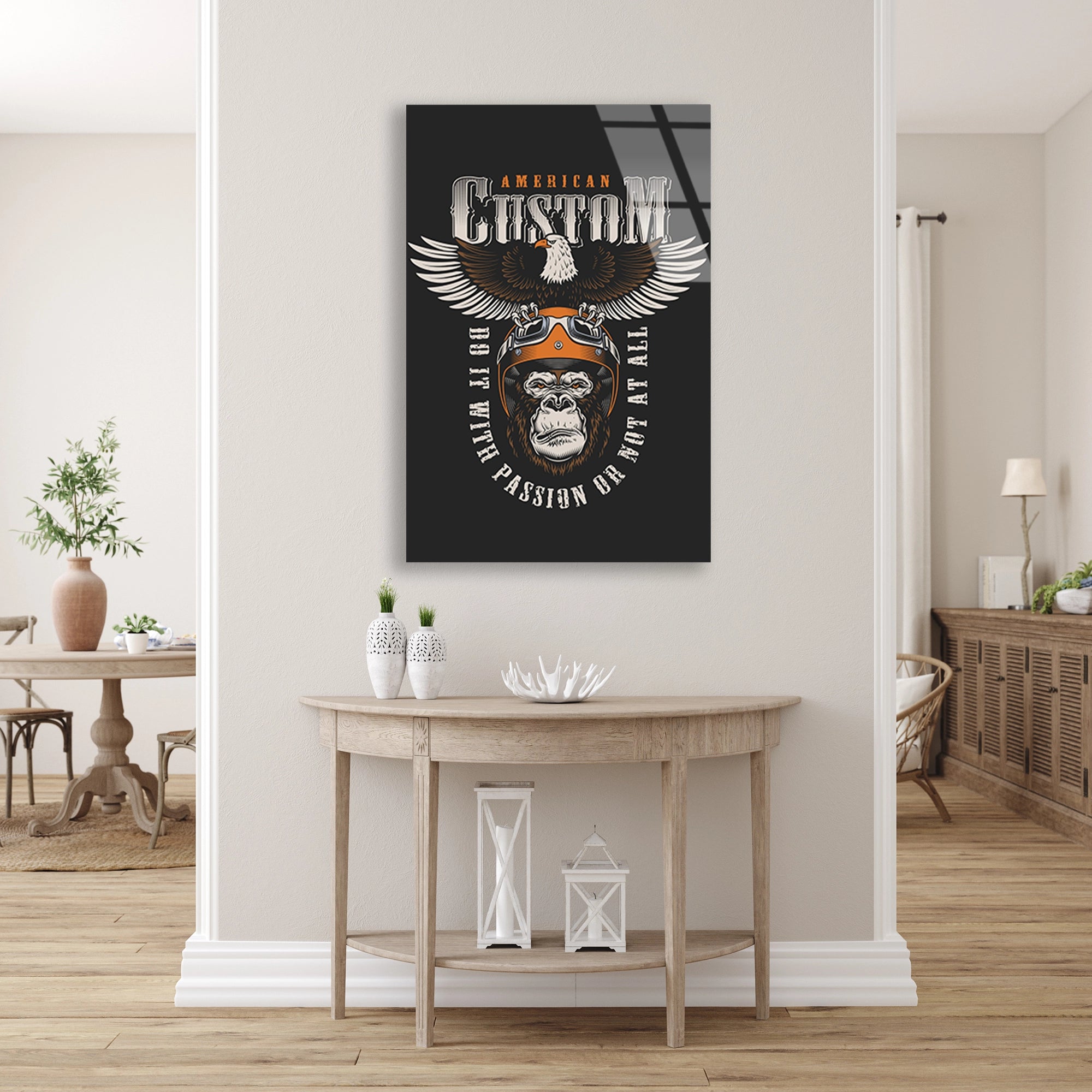 AMERICAN CUSTOM GORİL MOTOR POSTERİ - CAM TABLO - DEG0510