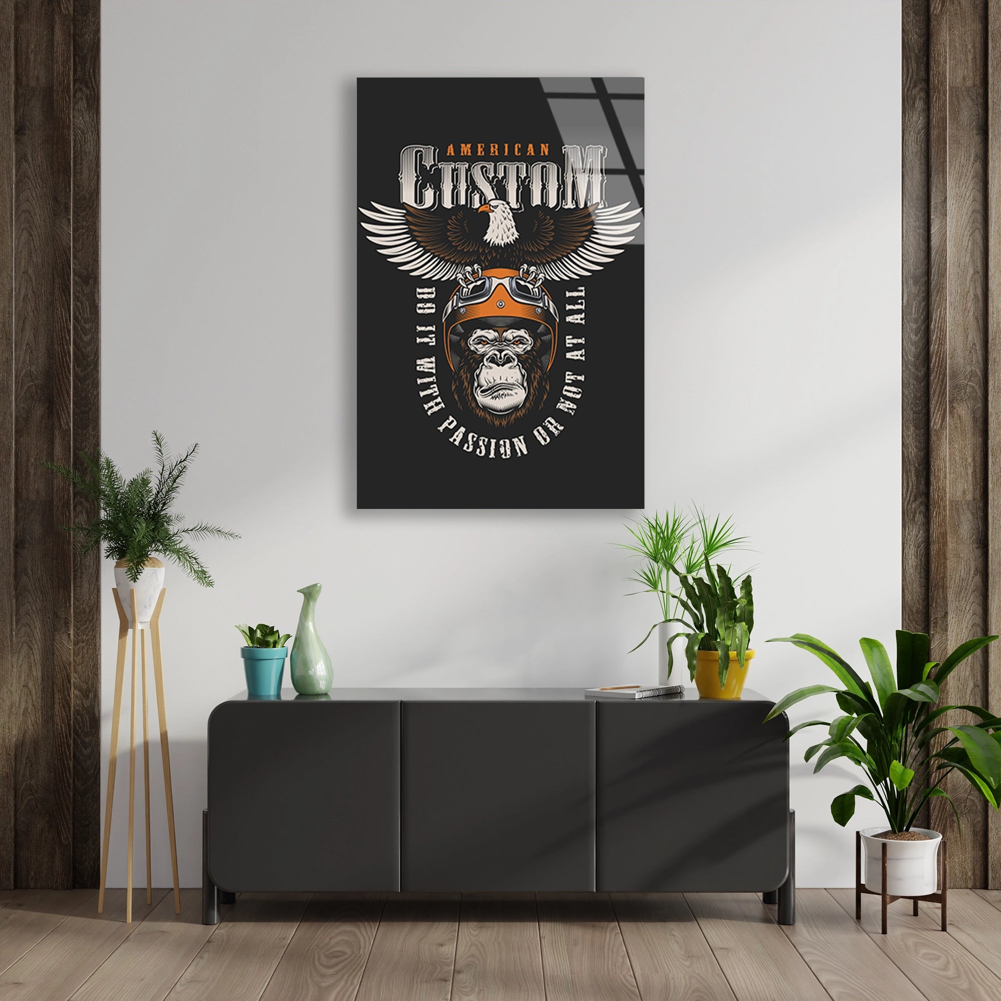 AMERICAN CUSTOM GORİL MOTOR POSTERİ - CAM TABLO - DEG0510