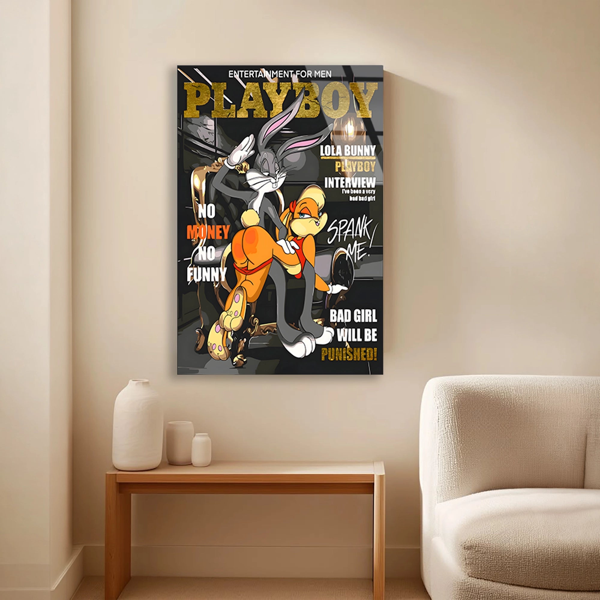 LOLA & BUGS PLAYBOY KAPAK POP ART - CAM TABLO - DEG0525