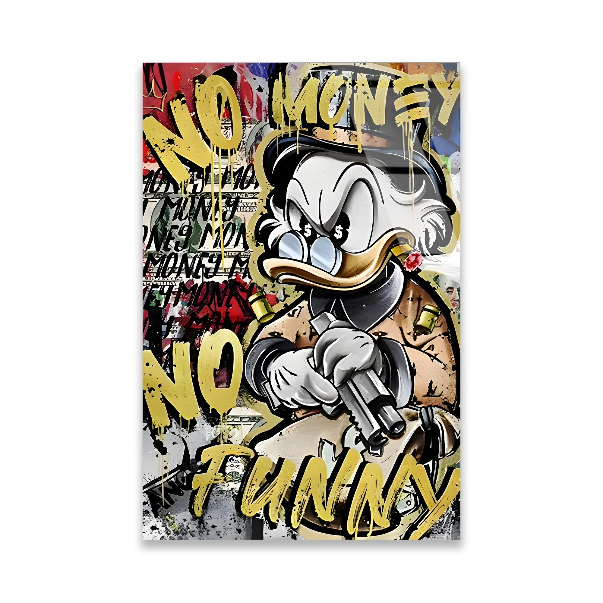 ZENGİN ÖRDEK NO MONEY NO FUNNY GRAFİTİ - CAM TABLO - DEG0526