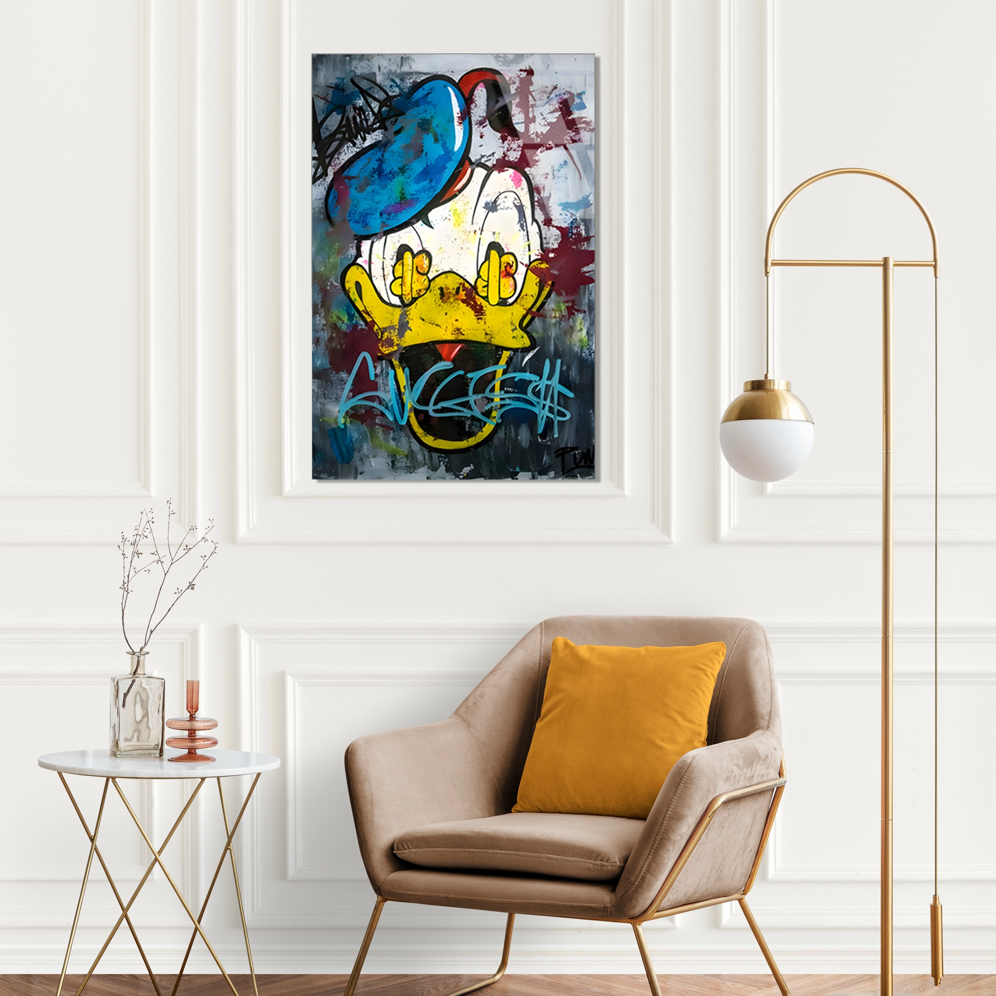 ÖRDEK GRAFİTİ SPLASH POP ART - CAM TABLO - DEG0528