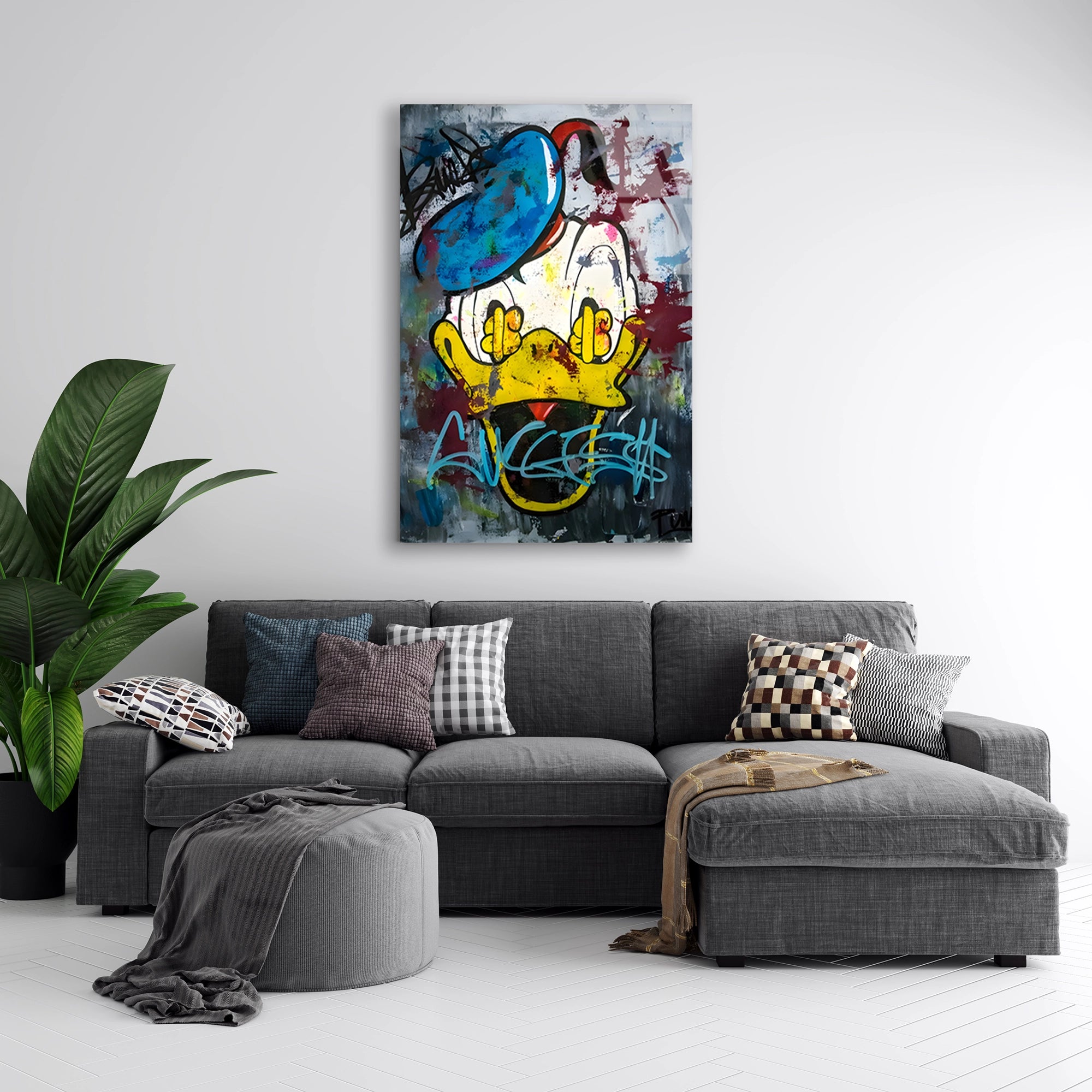 ÖRDEK GRAFİTİ SPLASH POP ART - CAM TABLO - DEG0528