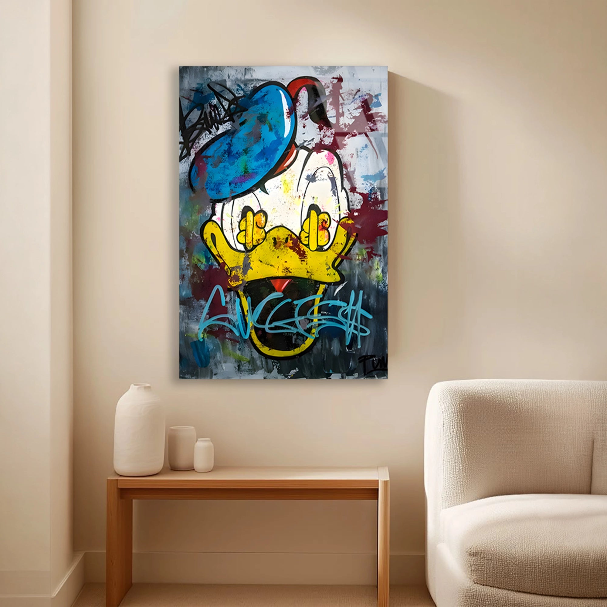 ÖRDEK GRAFİTİ SPLASH POP ART - CAM TABLO - DEG0528