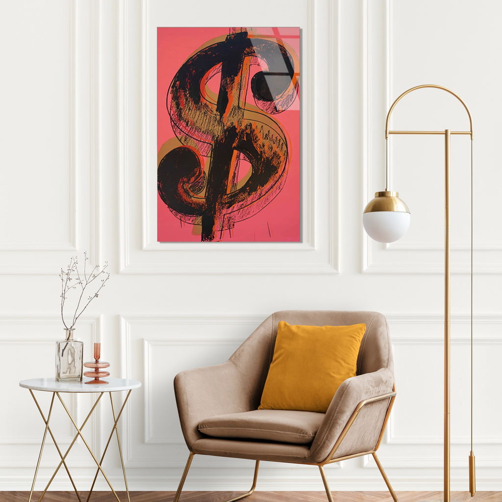 DOLAR İŞARETİ POP ART PEMBE - CAM TABLO - DEG0531